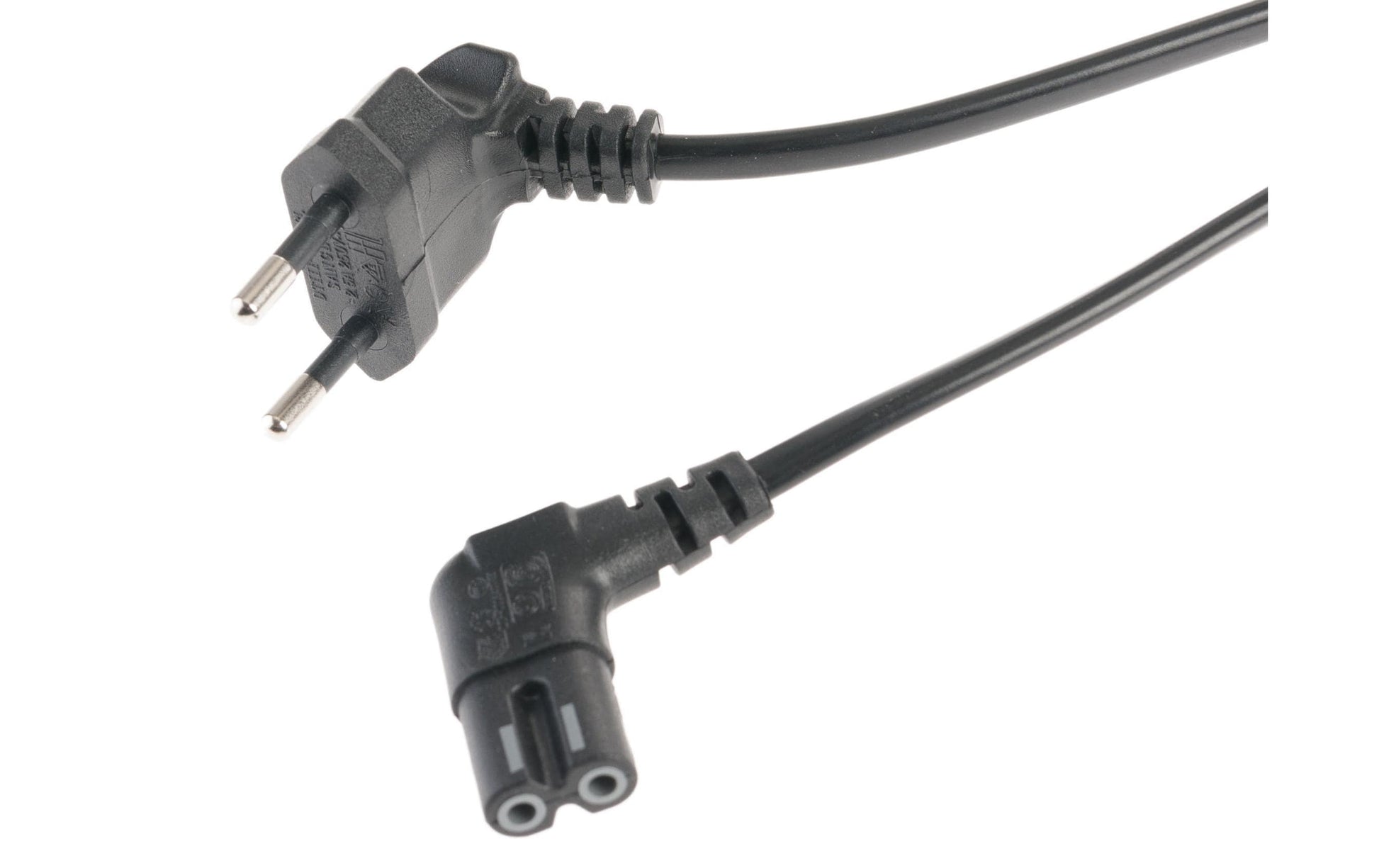 NIWOTRON Netzkabel – Eurostecker (CEE 7/16, gewinkelt) – IEC C7 (gewinkelt), 3 m, 250 V/2,5 A, schwarz