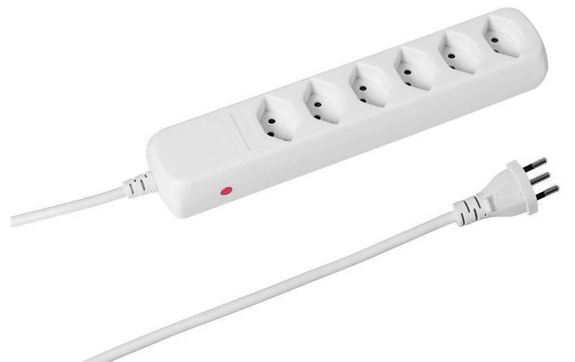 Steffen POWER EASY Steckdosenleiste – 6× T13, 1,5 m, ohne Schalter, weiss