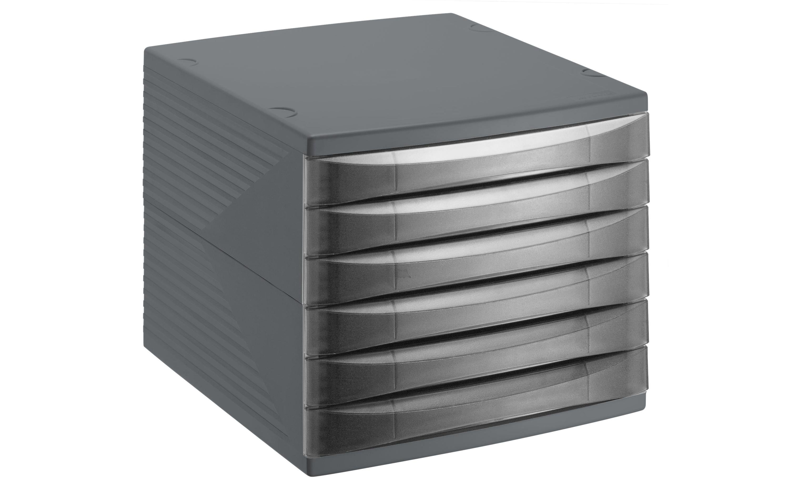 Rotho Bürobox 6 Schübe geschlossen Quadra – 36,5 cm, Anthrazit