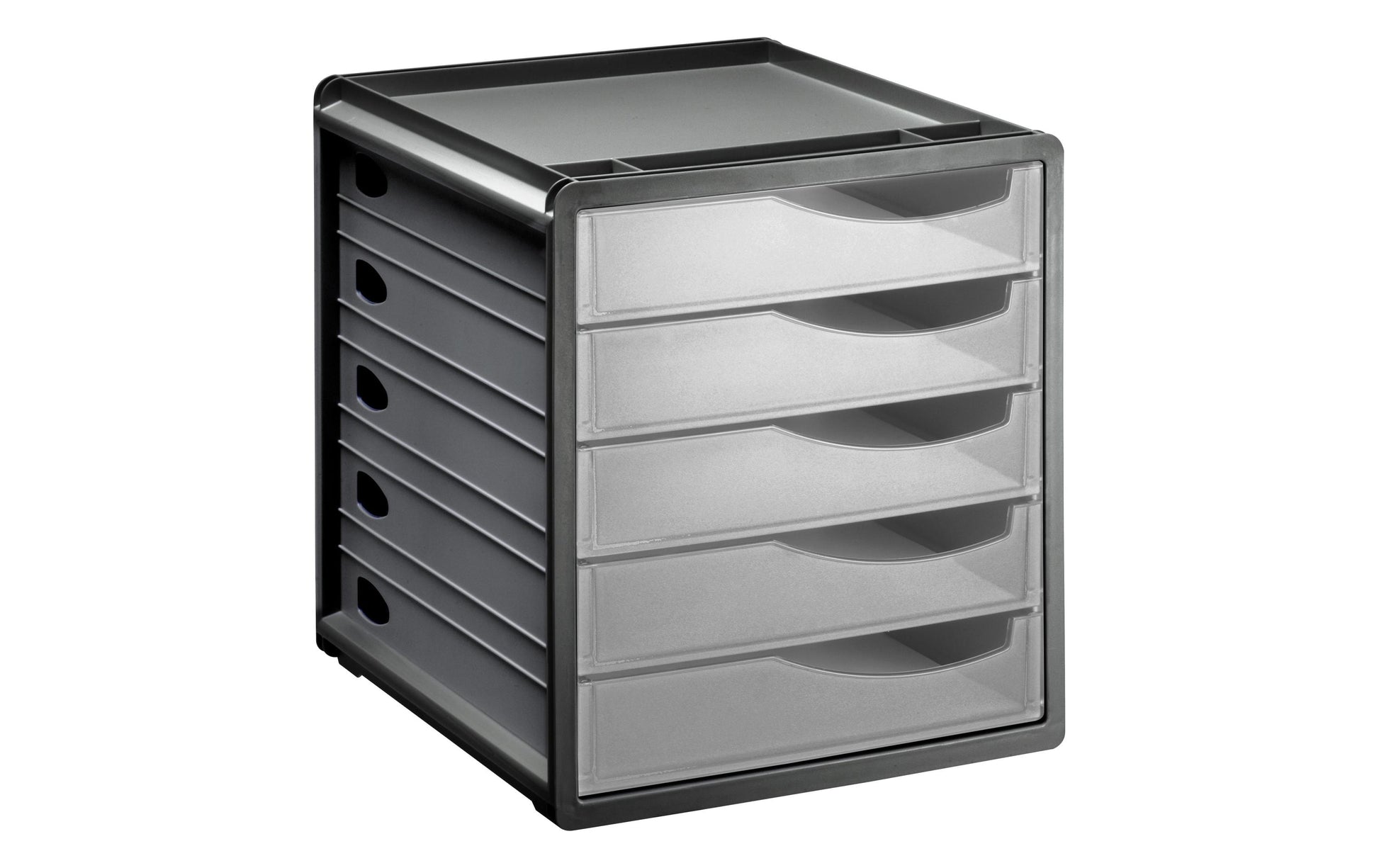 Rotho Spacebox Schubladenelement – 5 Schubladen, B 285 × H 320 × T 330 mm, anthrazit/transparent
