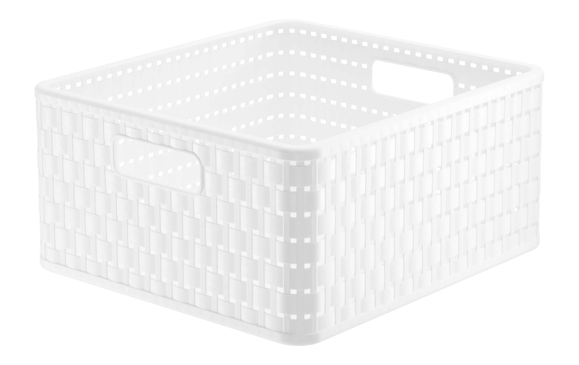 Rotho Country Aufbewahrungskorb 14 l – Recycling-Kunststoff – Weiss – mit Griff – 300 × 160 × 328 mm