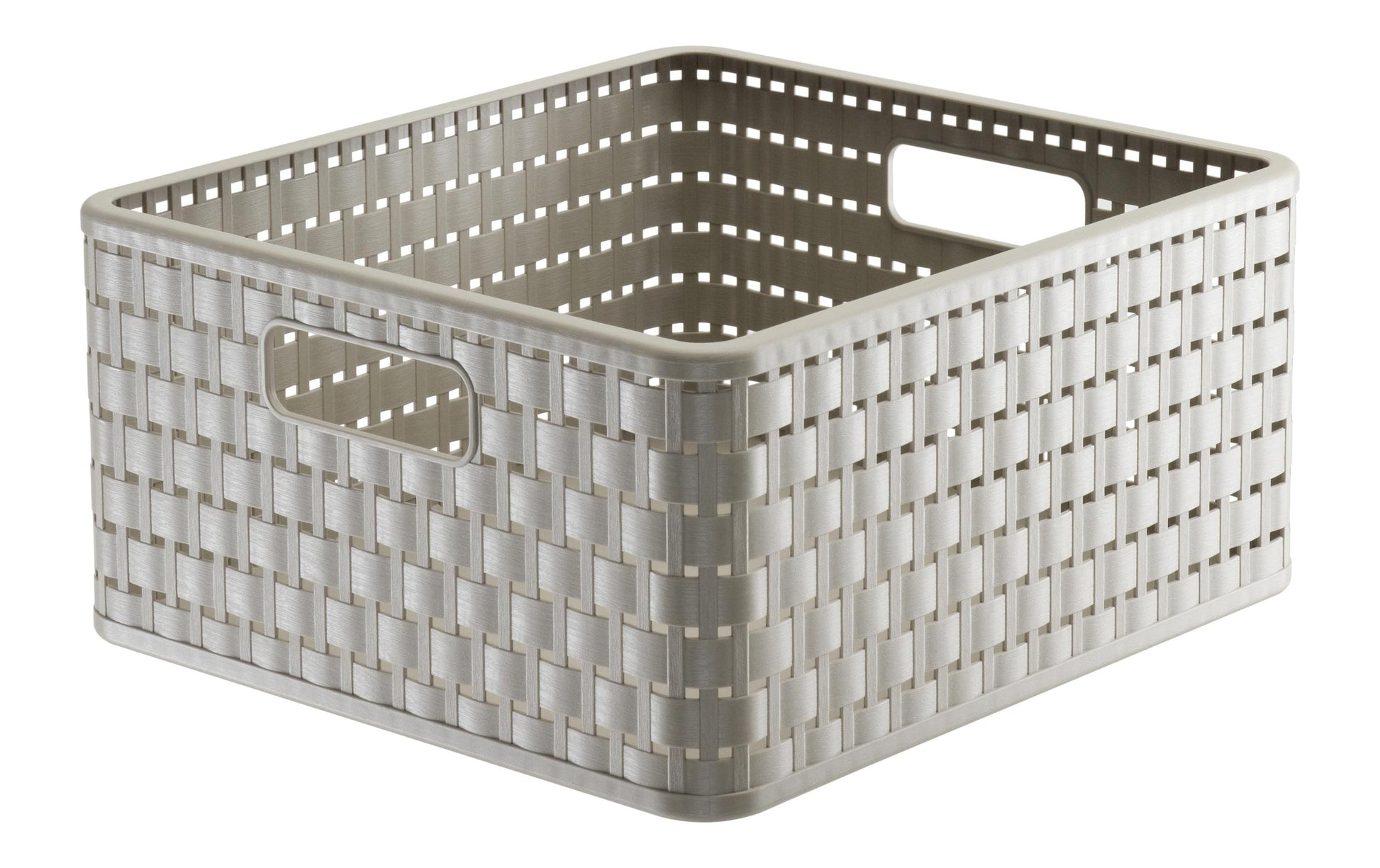 Rotho Country Aufbewahrungskorb 14 l – Recycling-Kunststoff – Beige – mit Griff – 300 × 160 × 328 mm