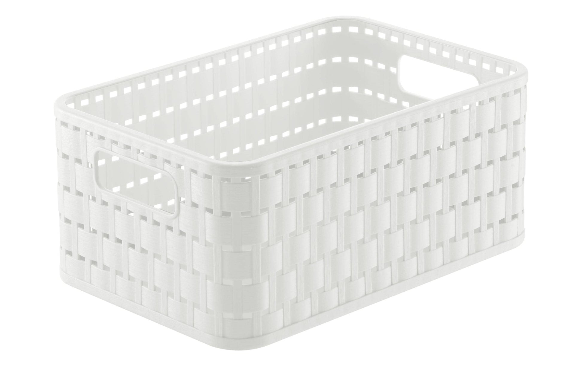 Rotho Country Aufbewahrungskorb 4 l – Recycling-Kunststoff – Weiss – mit Griff – 158 × 108 × 237 mm