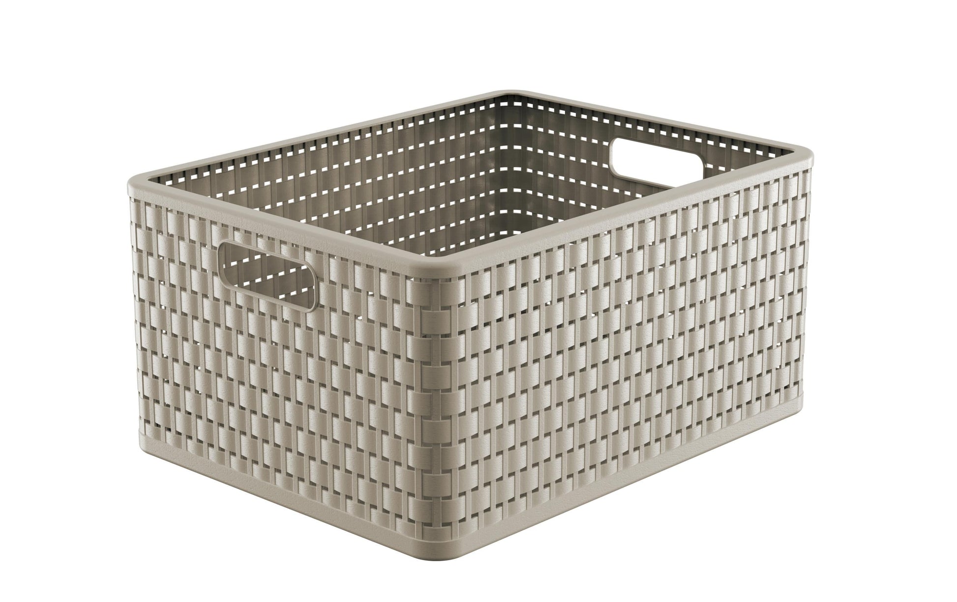 Rotho Country Aufbewahrungskorb 28 l – Recycling-Kunststoff – Beige – mit Griff – 330 × 215 × 430 mm