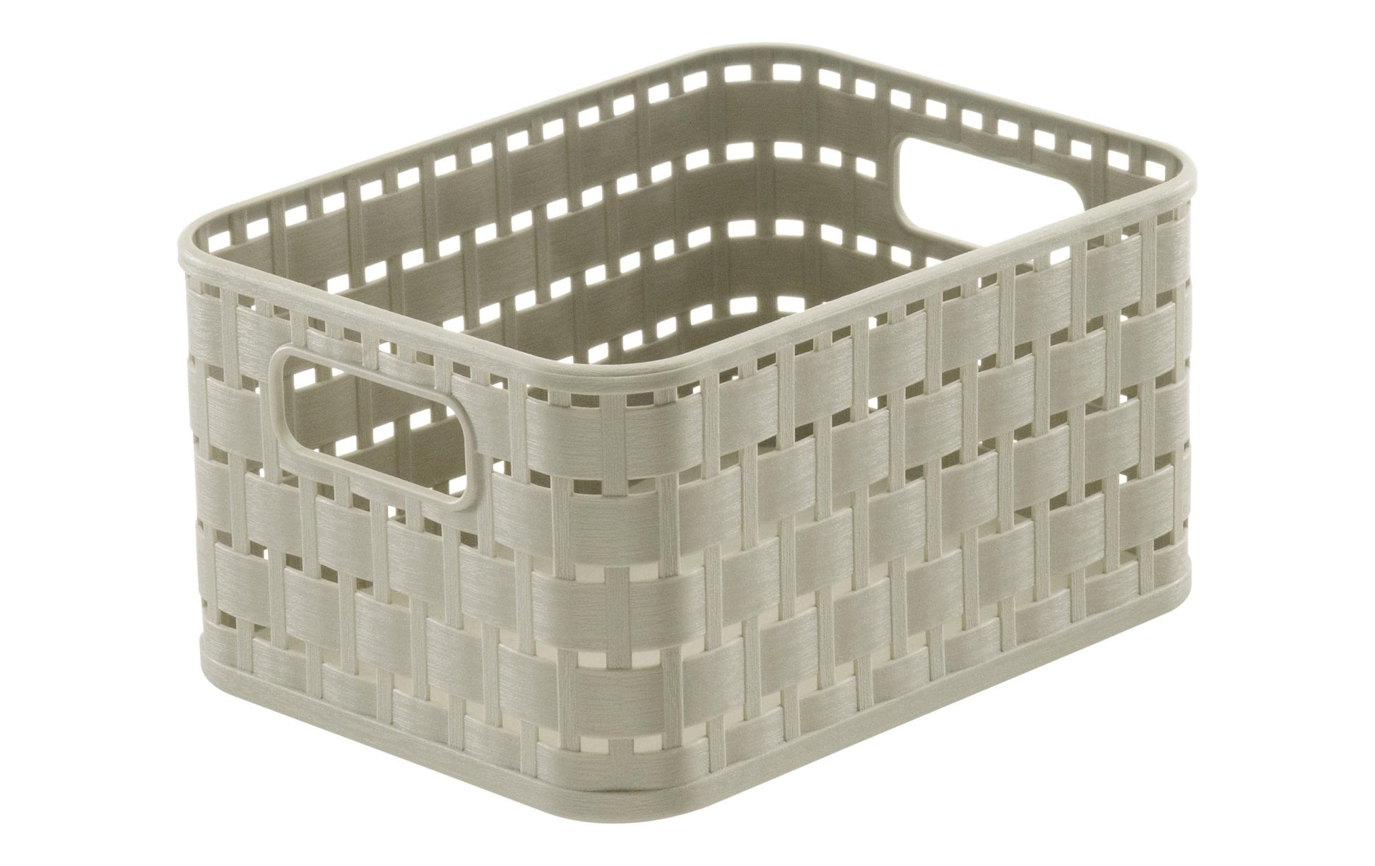 Rotho Country Aufbewahrungskorb 2 l – Recycling-Kunststoff – Beige – mit Griff, BPA-frei – 137 × 98 × 183 mm