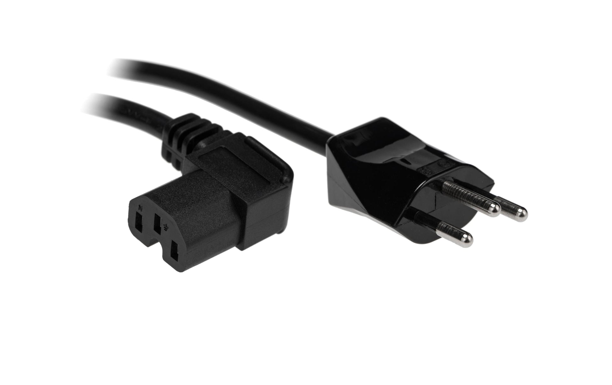 Diggelmann Netzkabel, T12 auf C15, Winkelstecker, 2 m, Schwarz, WGT12C15ABK10-2