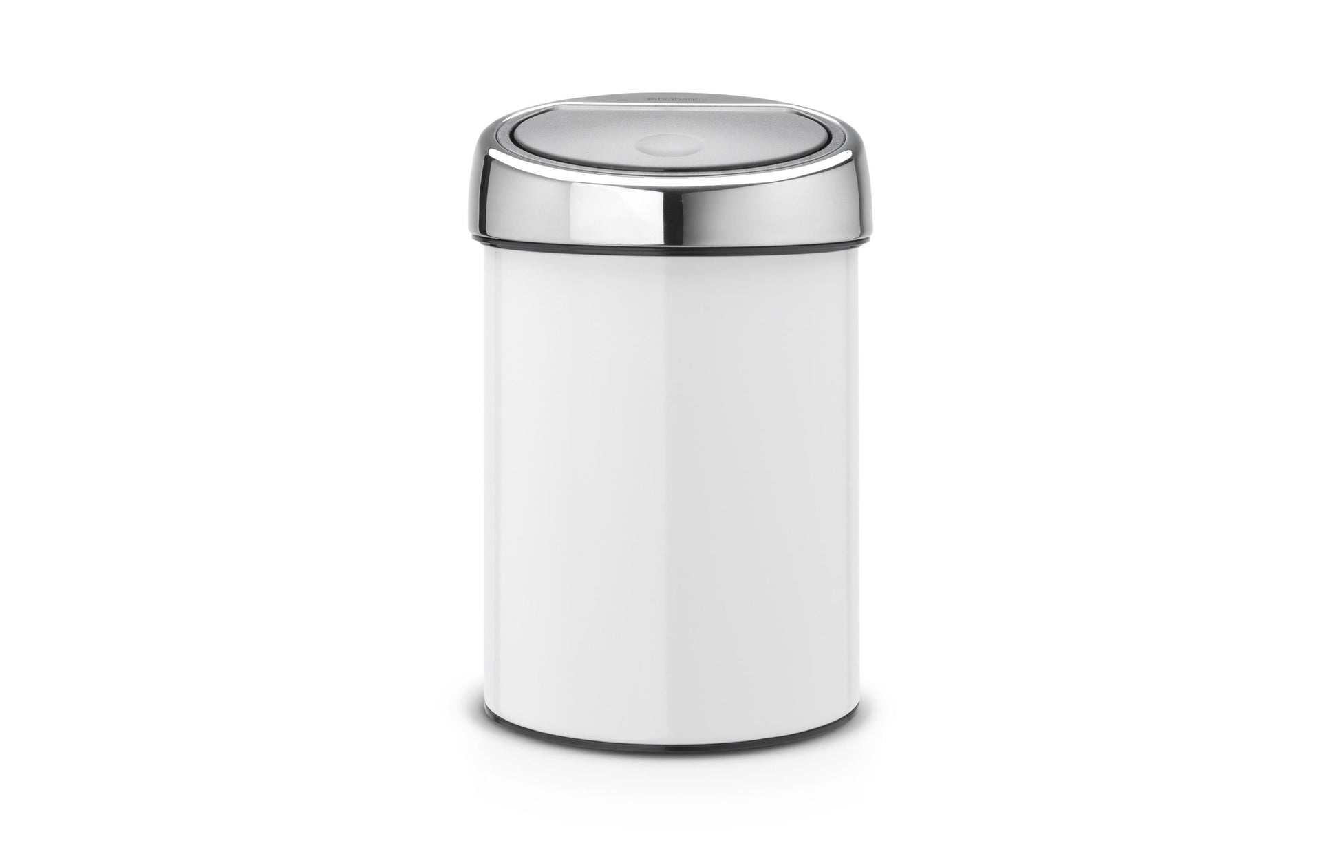 Brabantia Push-Abfalleimer Touch Bin 364488 – 3 l – Kunststoff, rund – weiss – Wandmontage