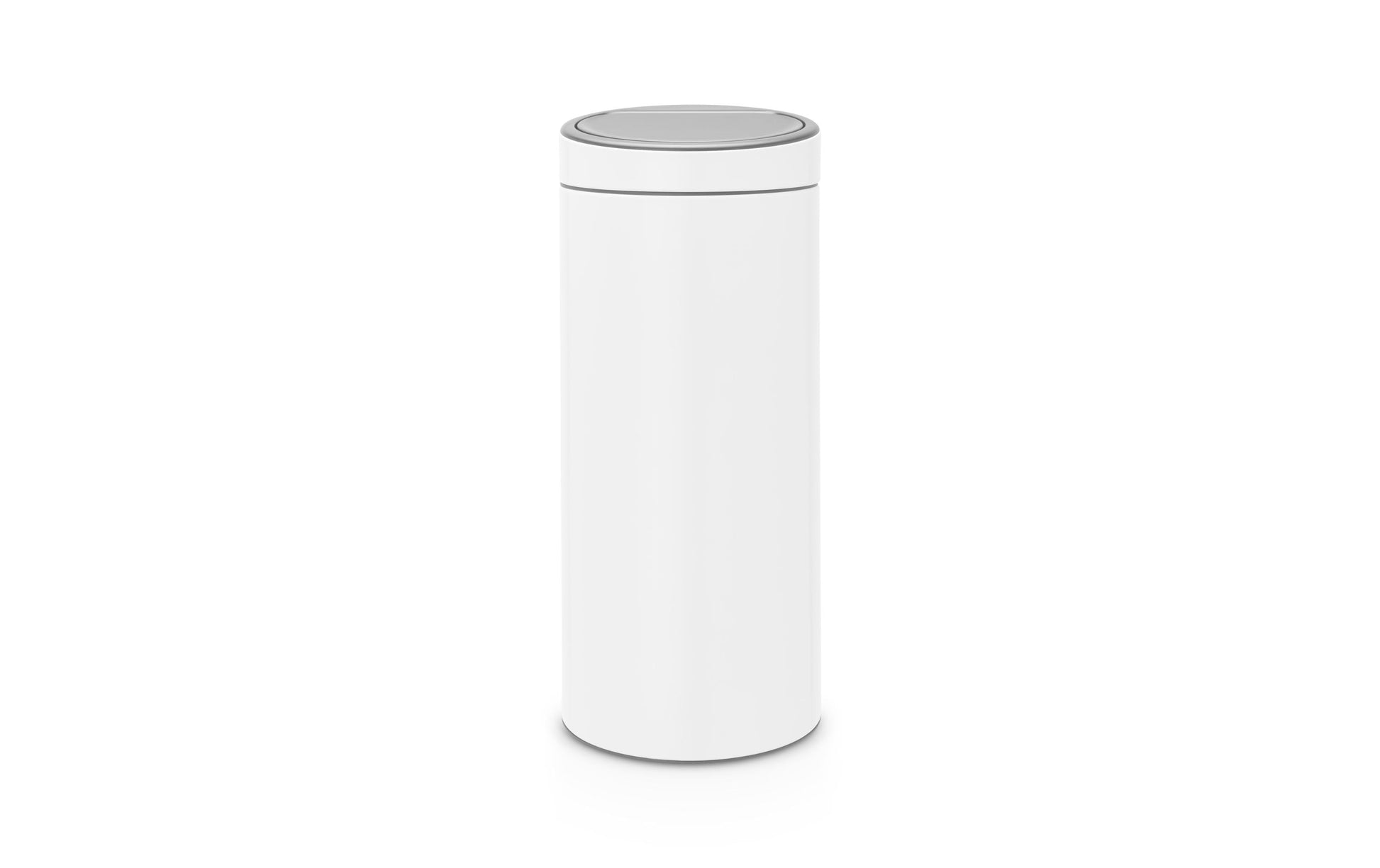 Brabantia Push-Abfalleimer Touch Bin New – 30 l – Edelstahl, rund – Weiss – Gummibodenring