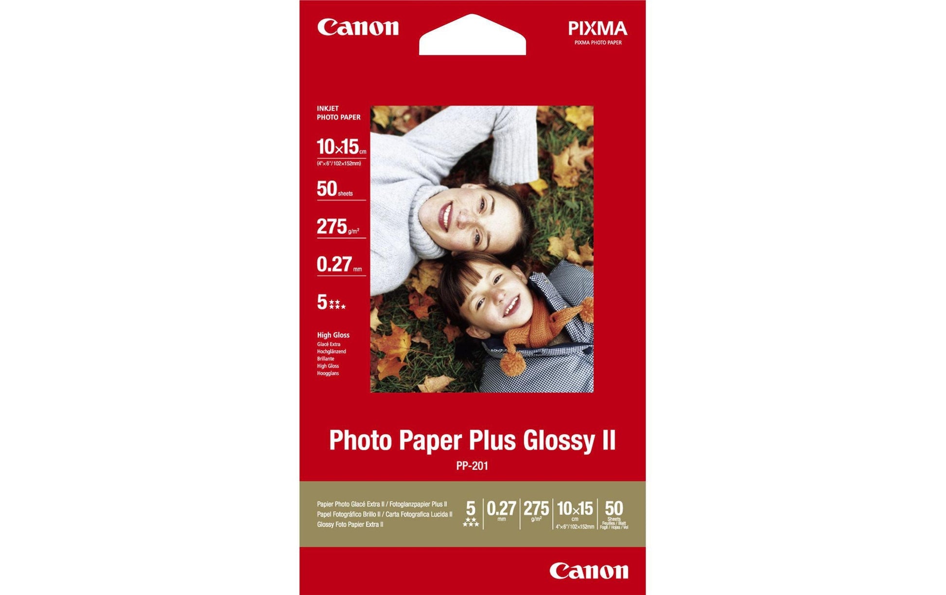 Canon Fotopapier – hochglänzend, 100 × 150 mm, 265 g/m², 50 Blatt, einseitig – für Inkjet-Drucker