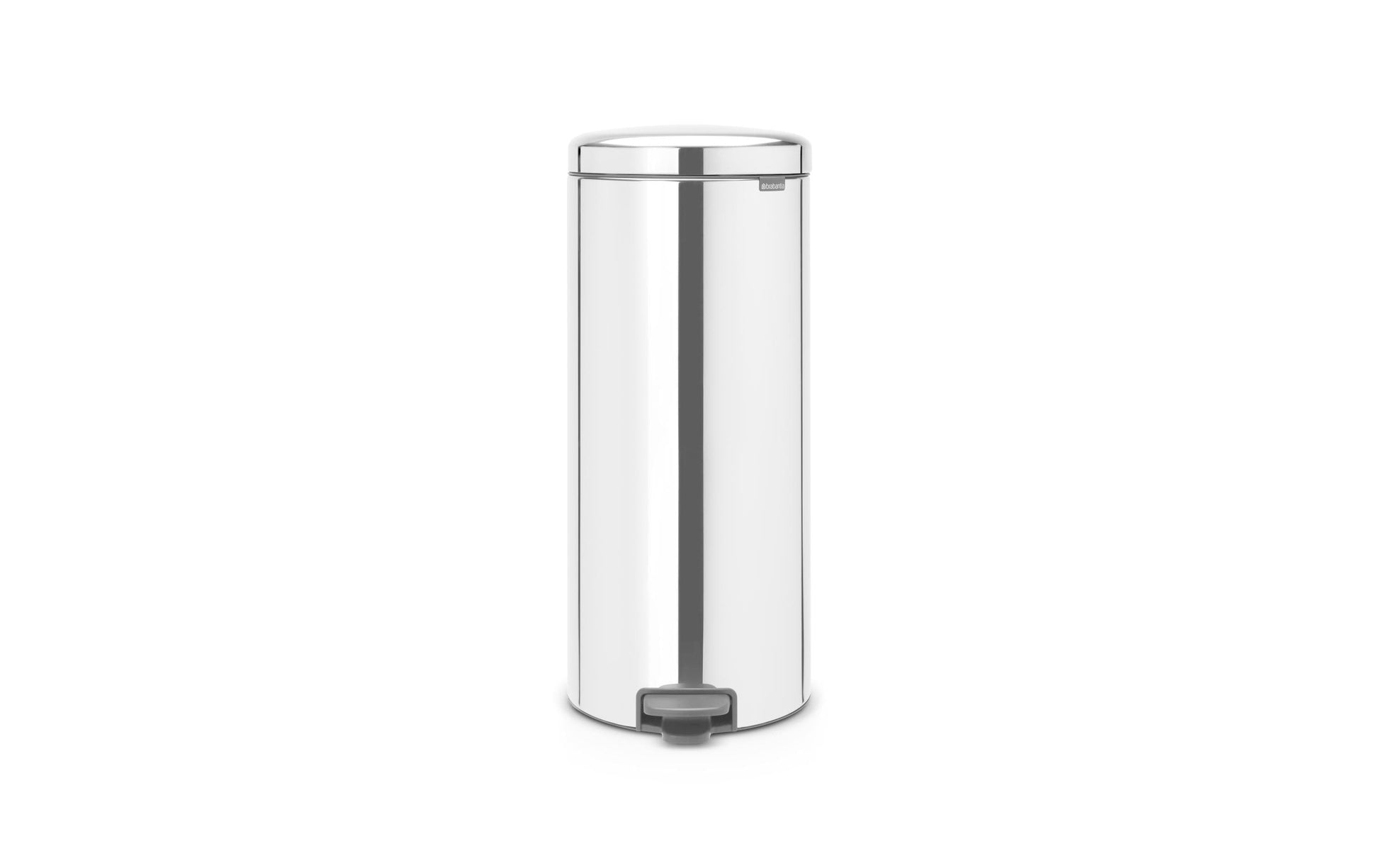 Brabantia NewIcon Papierkorb – 30 l, mit Deckel – Edelstahl, Silber – Ø 300 × H 679 mm