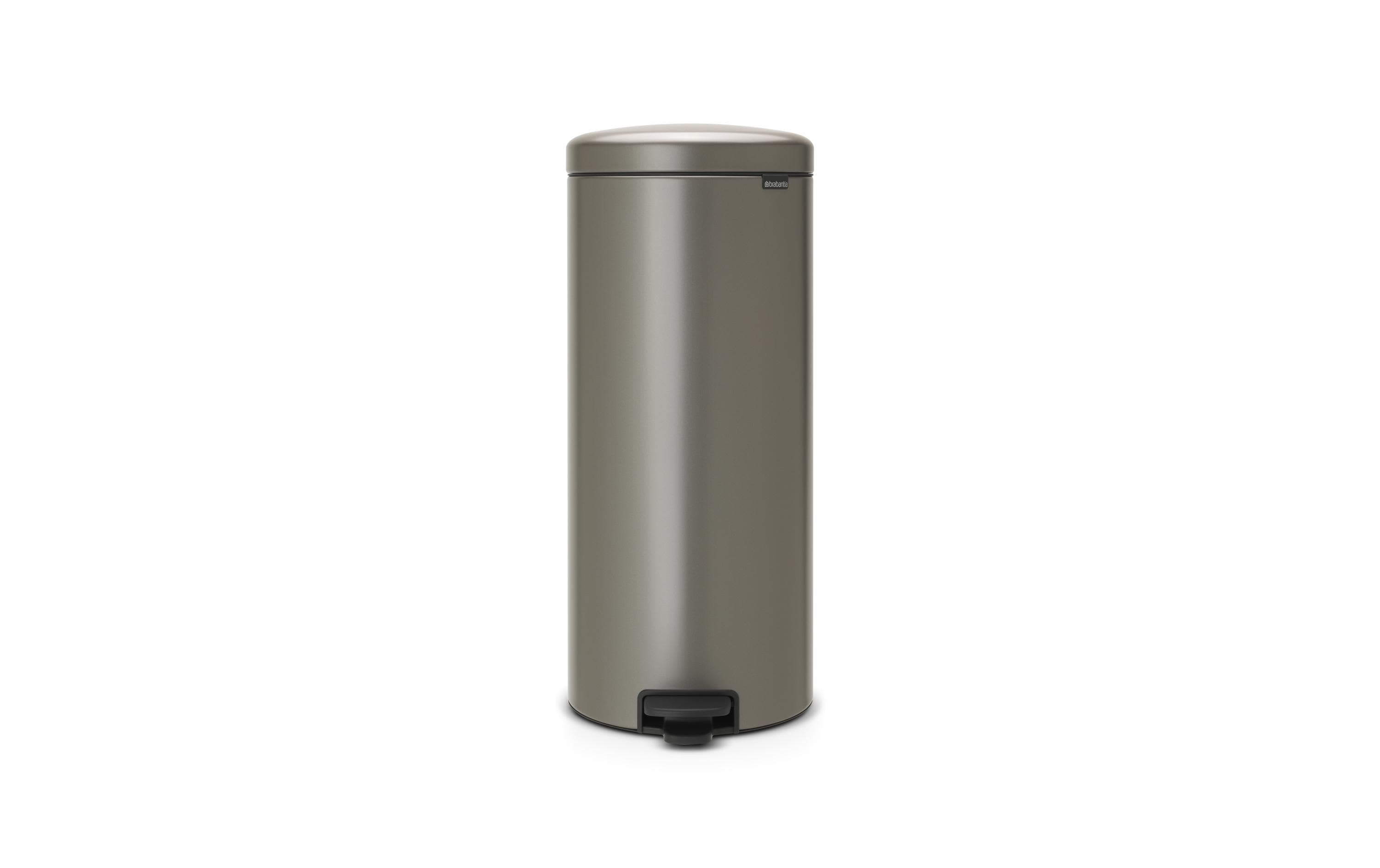 Brabantia NewIcon Papierkorb – 30 l – mit Deckel, Platin – Soft-Close, Geruchsdicht
