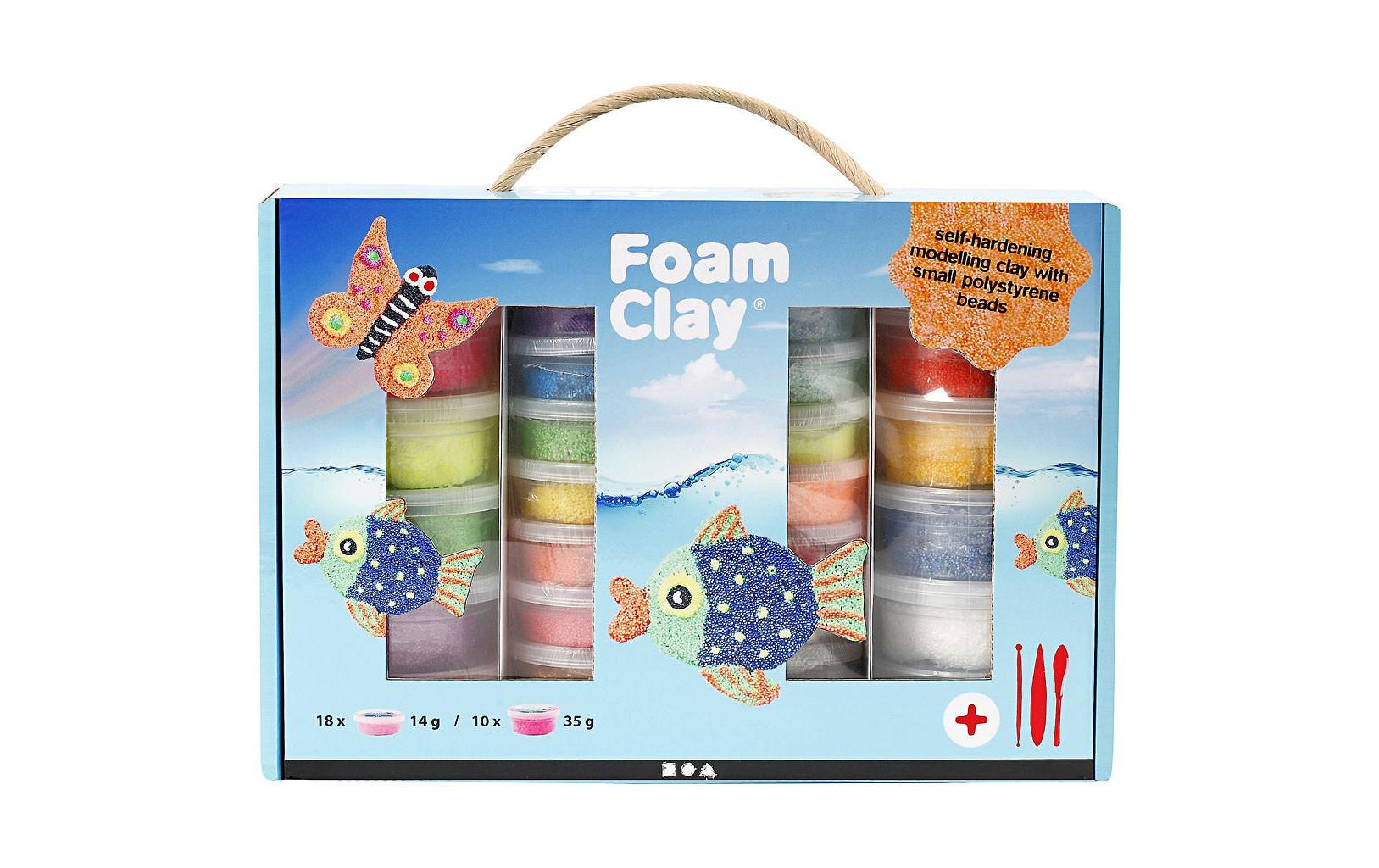 Creativ Company Modelliermasse, Foam Clay (lufttrocknend), Mehrfarbig, 602 g