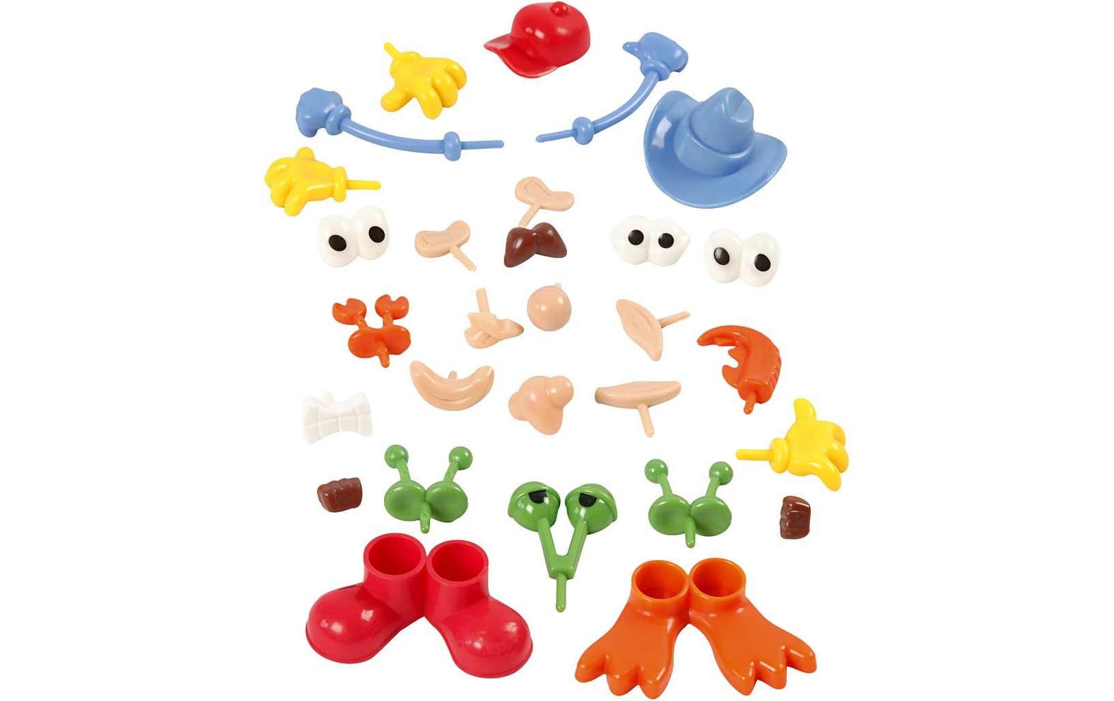 Creativ Company Körperteile von Spielzeugfiguren, Hände, Füsse, Augen, Hüte, Set à 26 Stk, Mehrfarbig