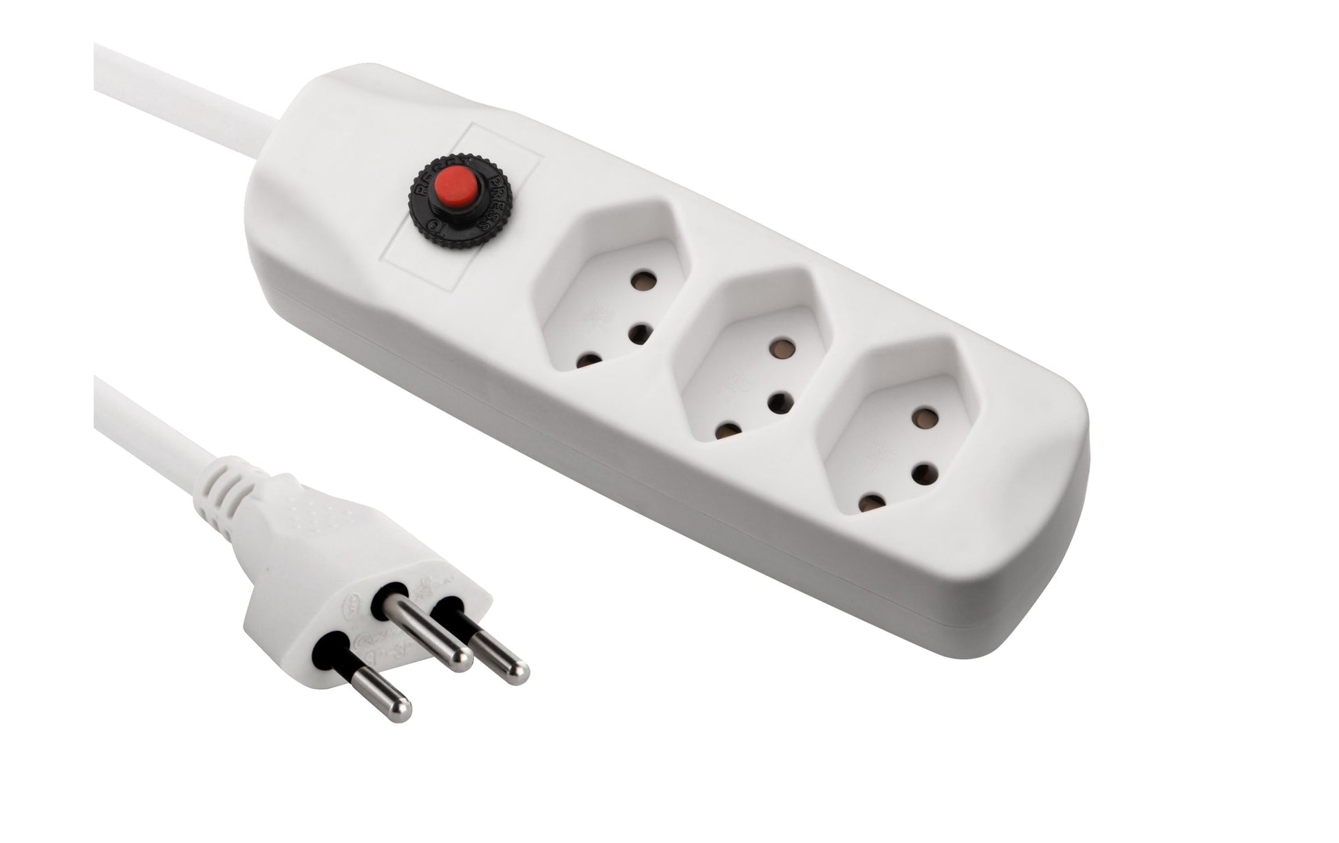 FURBER.power Standard Steckdosenleiste, 3×T13, ohne Schalter, 1,5 m, Eingang T12 – weiss