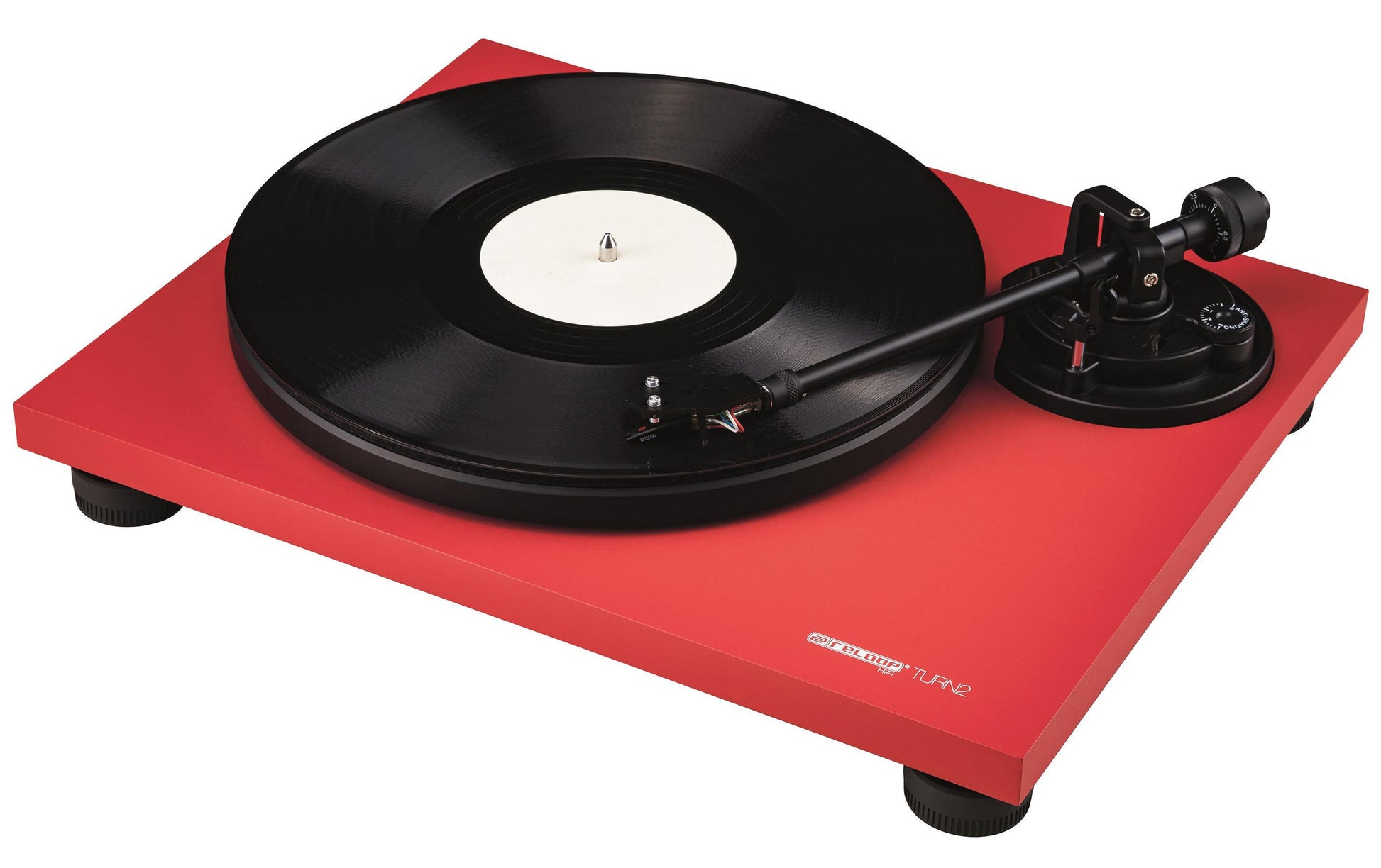 Reloop HiFi Turn2 – Plattenspieler – Stationär – Riemenantrieb, Gerader Tonarm, inkl. Ortofon OM10 – Rot