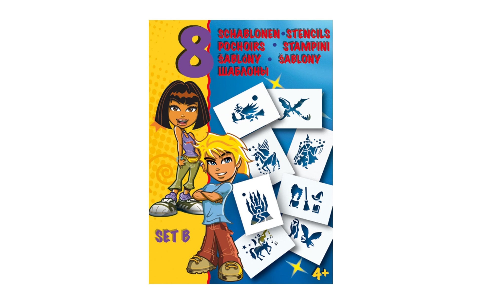 Malinos Malschablone, Magie, 16,5 × 26 cm, 8er-Set, Weiss