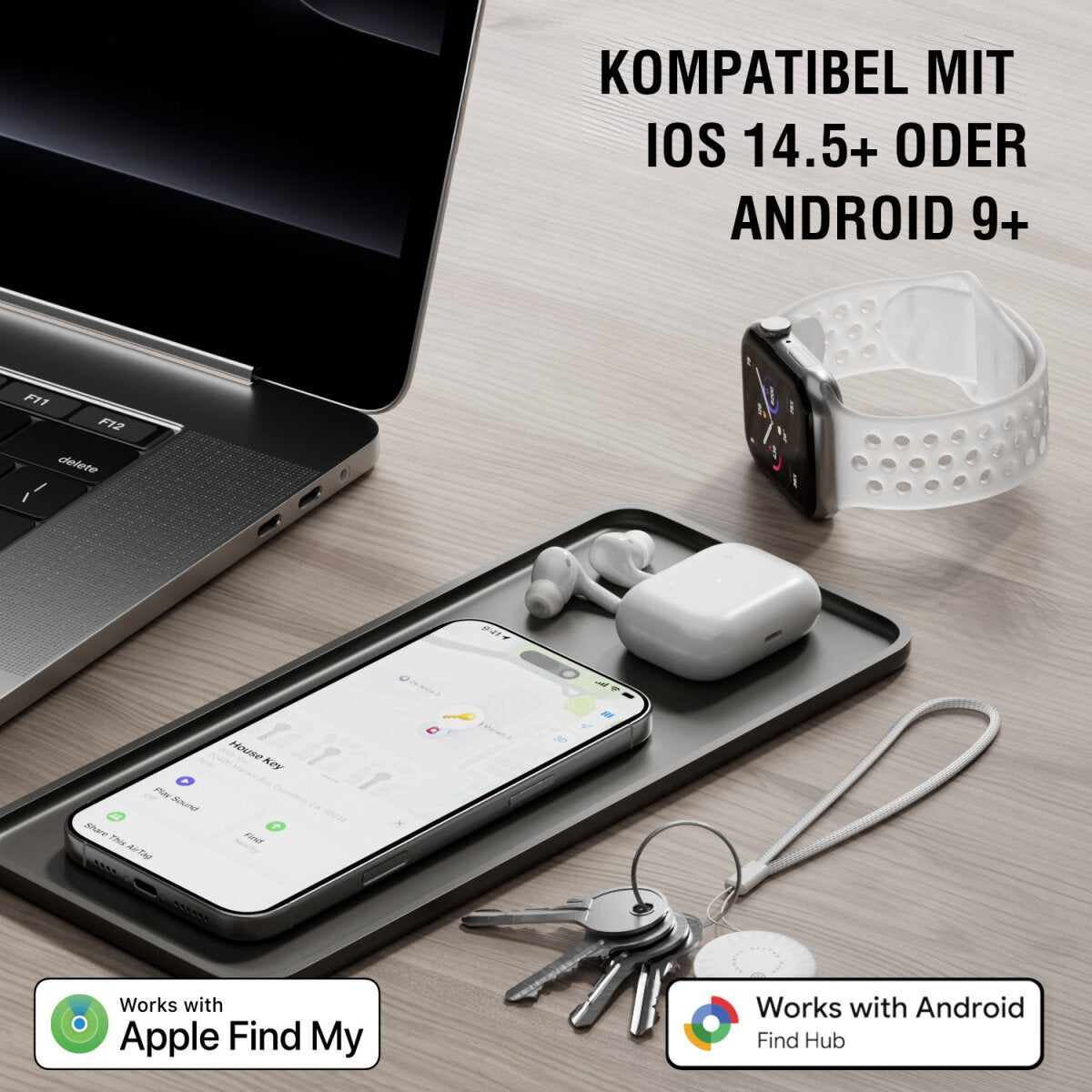 4smarts SkyTag Duos Kunststoff – für Android, iOS, weiss, 4er-Set