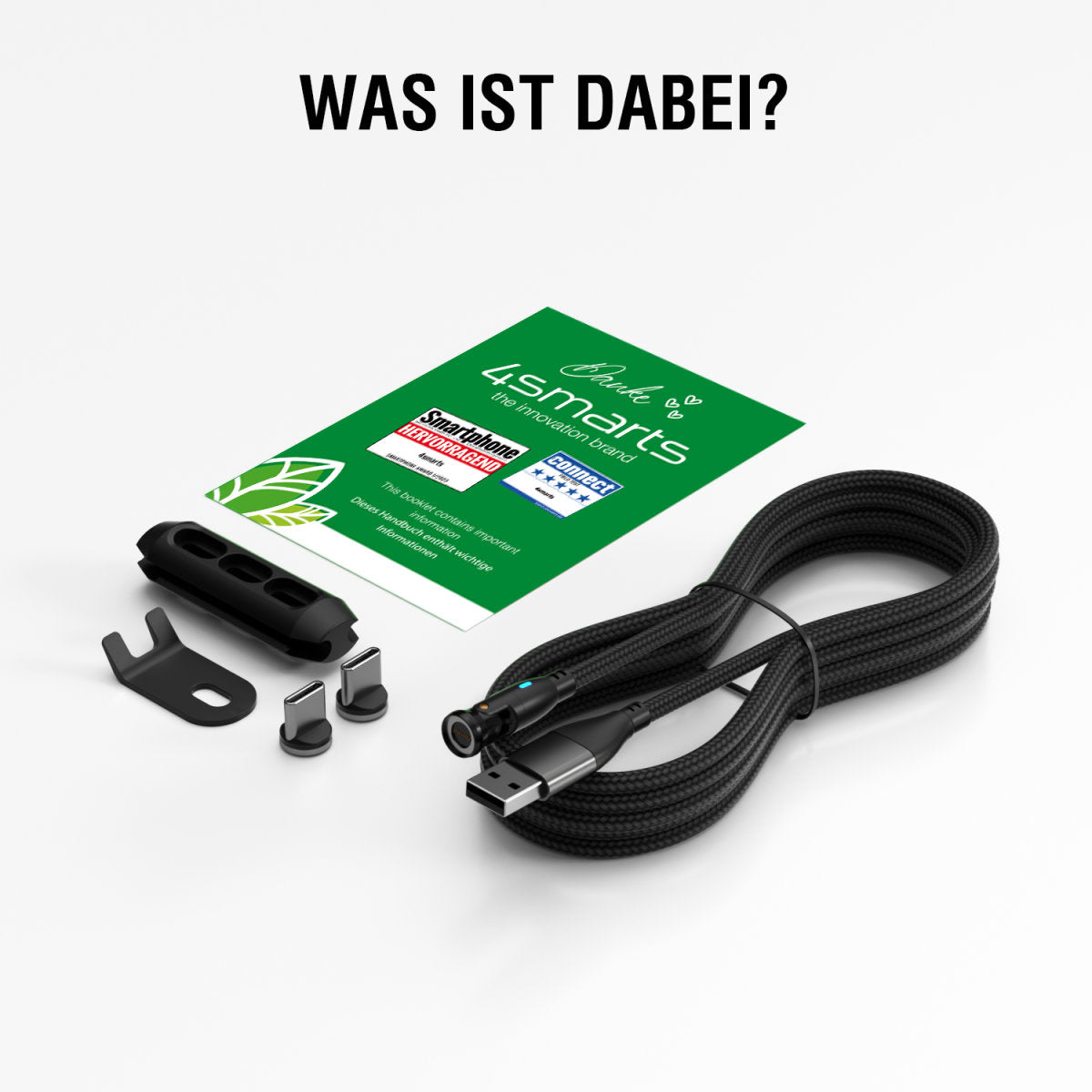 4smarts USB-C auf USB-A Kabel – USB 2.0 (480 Mbit/s) – 1,8 m – PD 100 W – für Laptop, Smartphone und mehr