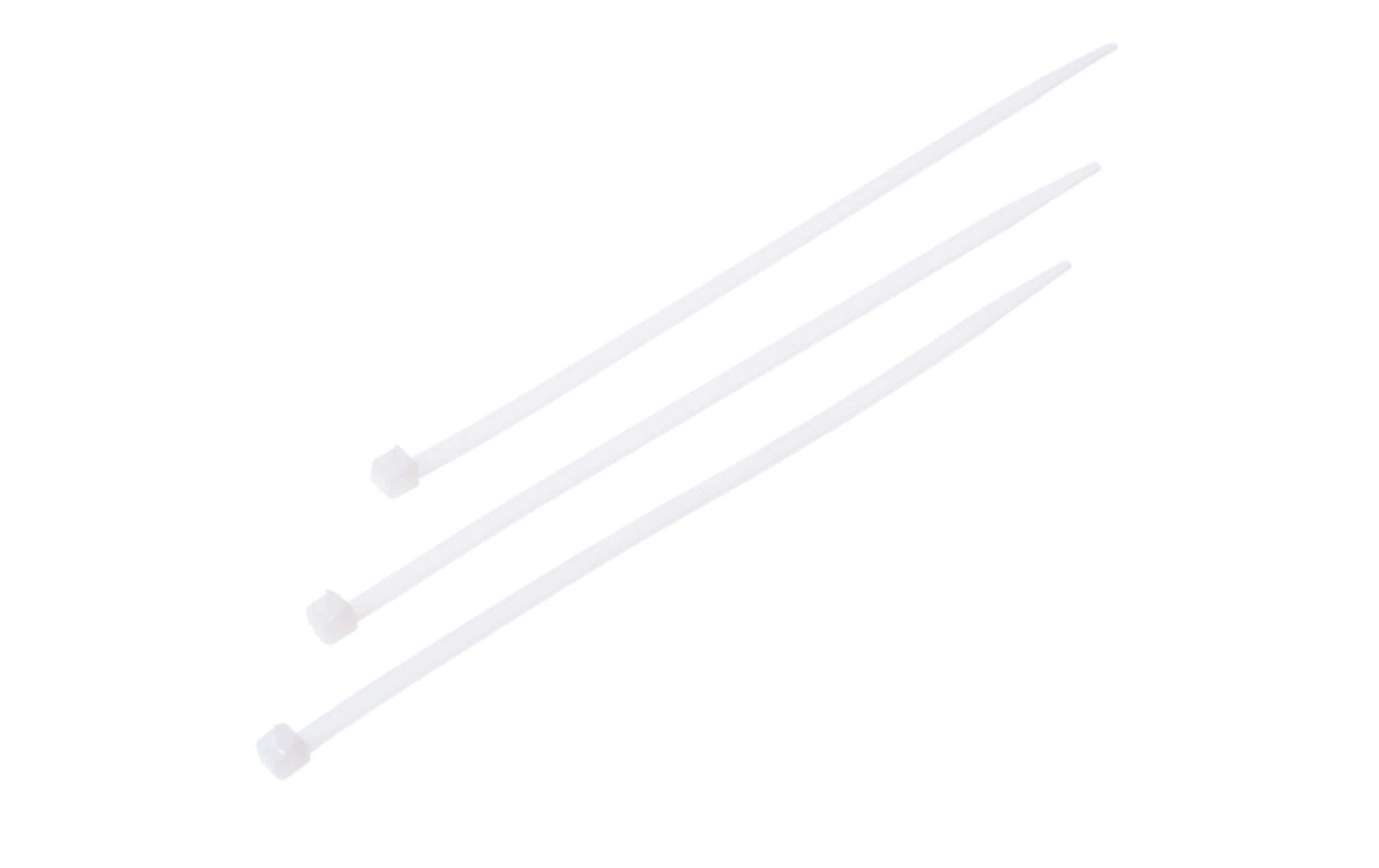 VR Technics Kabelbinder, 200×4,8 mm, 100er-Pack, lösbar, selbstverlöschend (UL 94 V2) – transparent