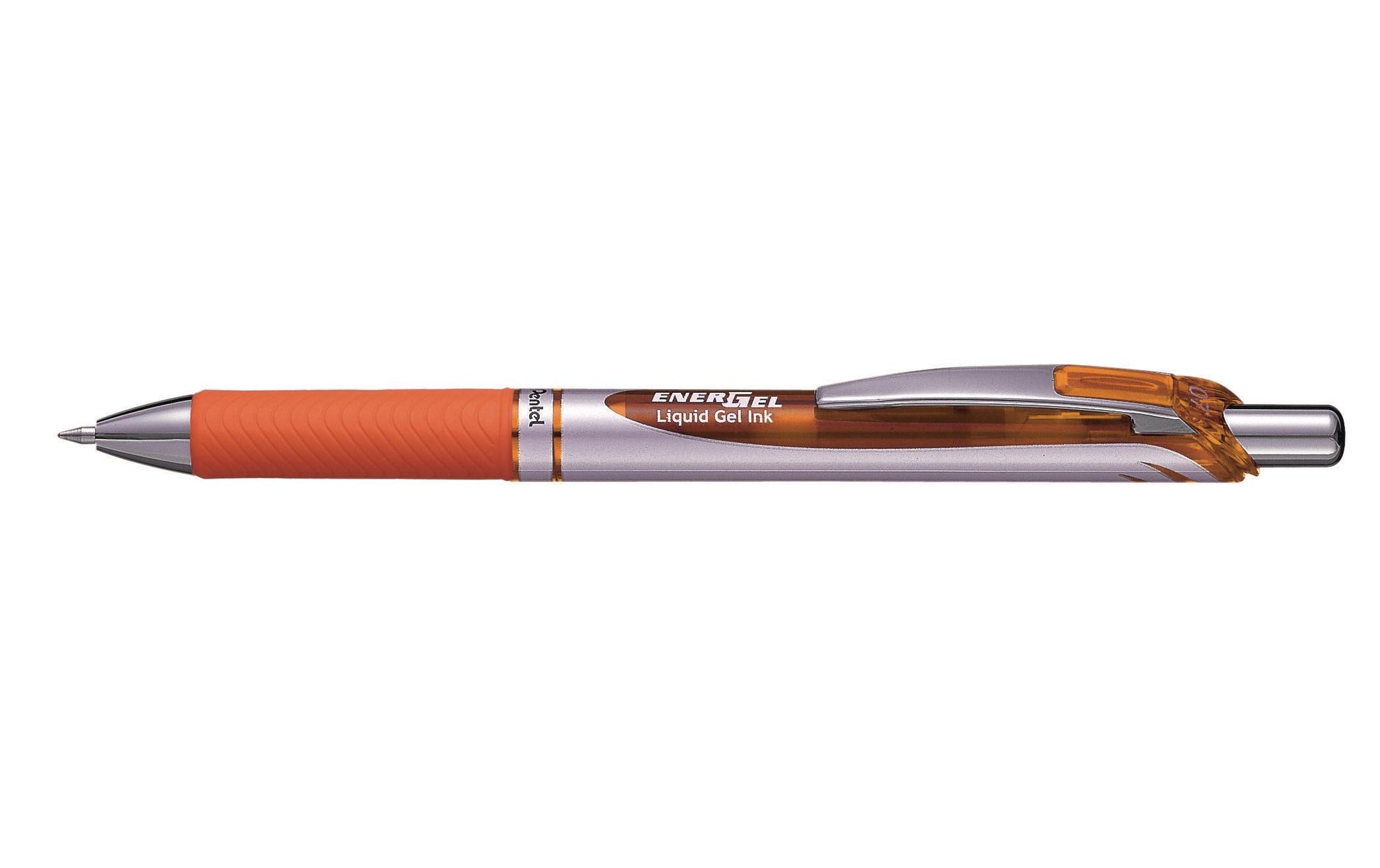 Pentel EnerGel BL77 Gelschreiber, Druckmechanik – Orange/Silber, Spitze 0,7 mm, schnelltrocknend, nachfüllbar