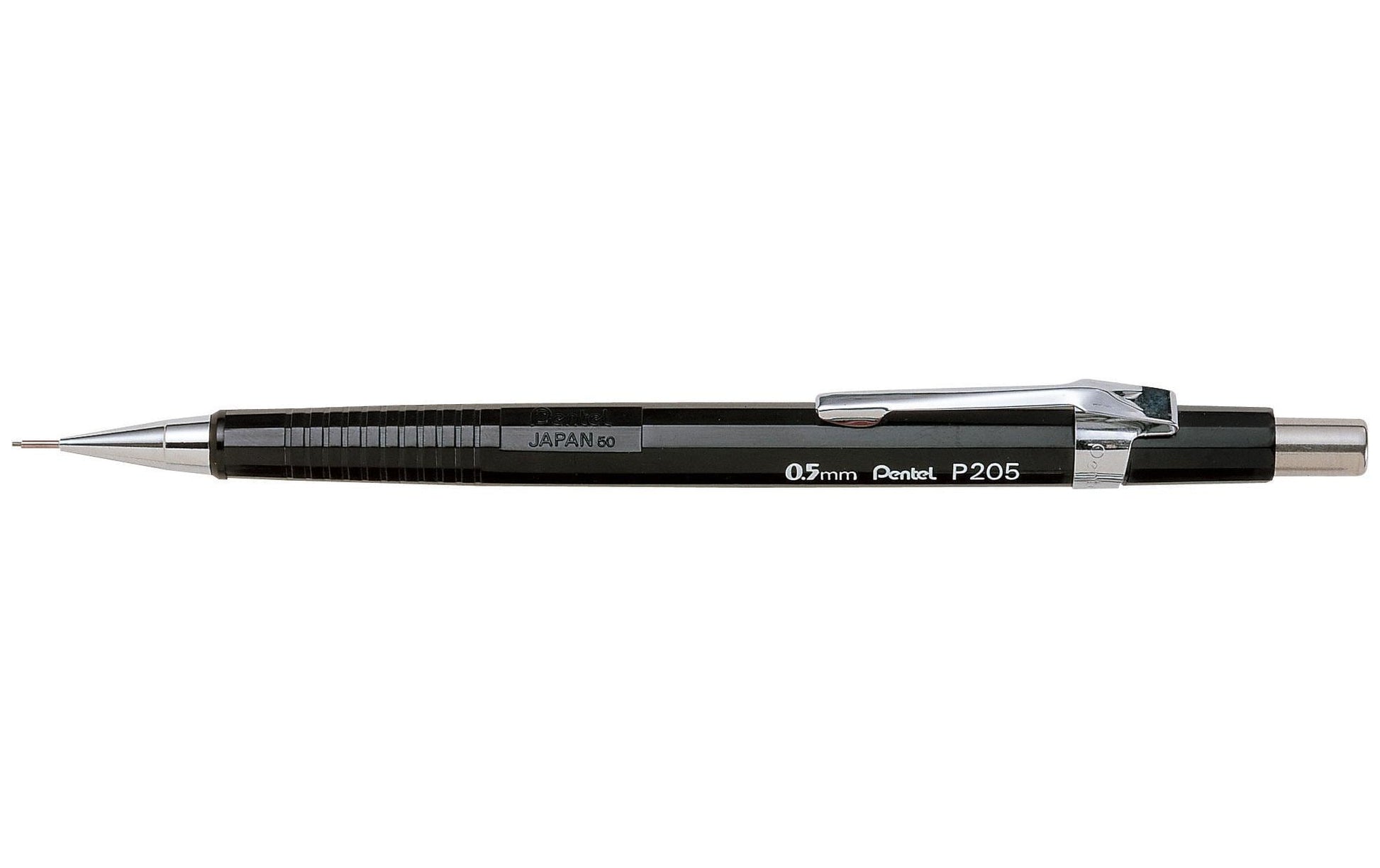 Pentel Sharp P200 Druckbleistift – 0,5 mm, schwarz, starres 4 mm Führungsröhrchen