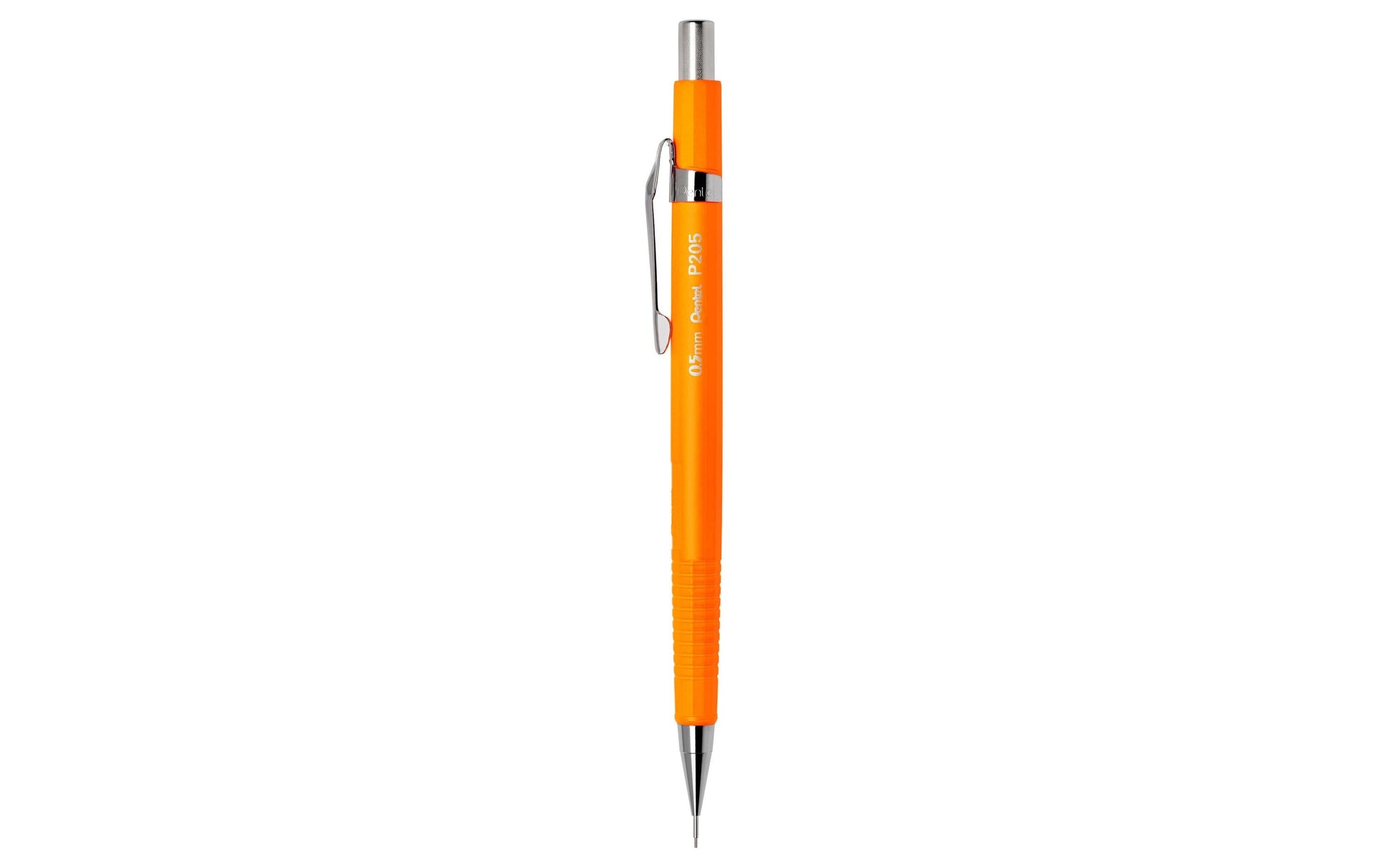 Pentel Sharp P200 Druckbleistift – 0,5 mm, Neonorange, mit Radierer