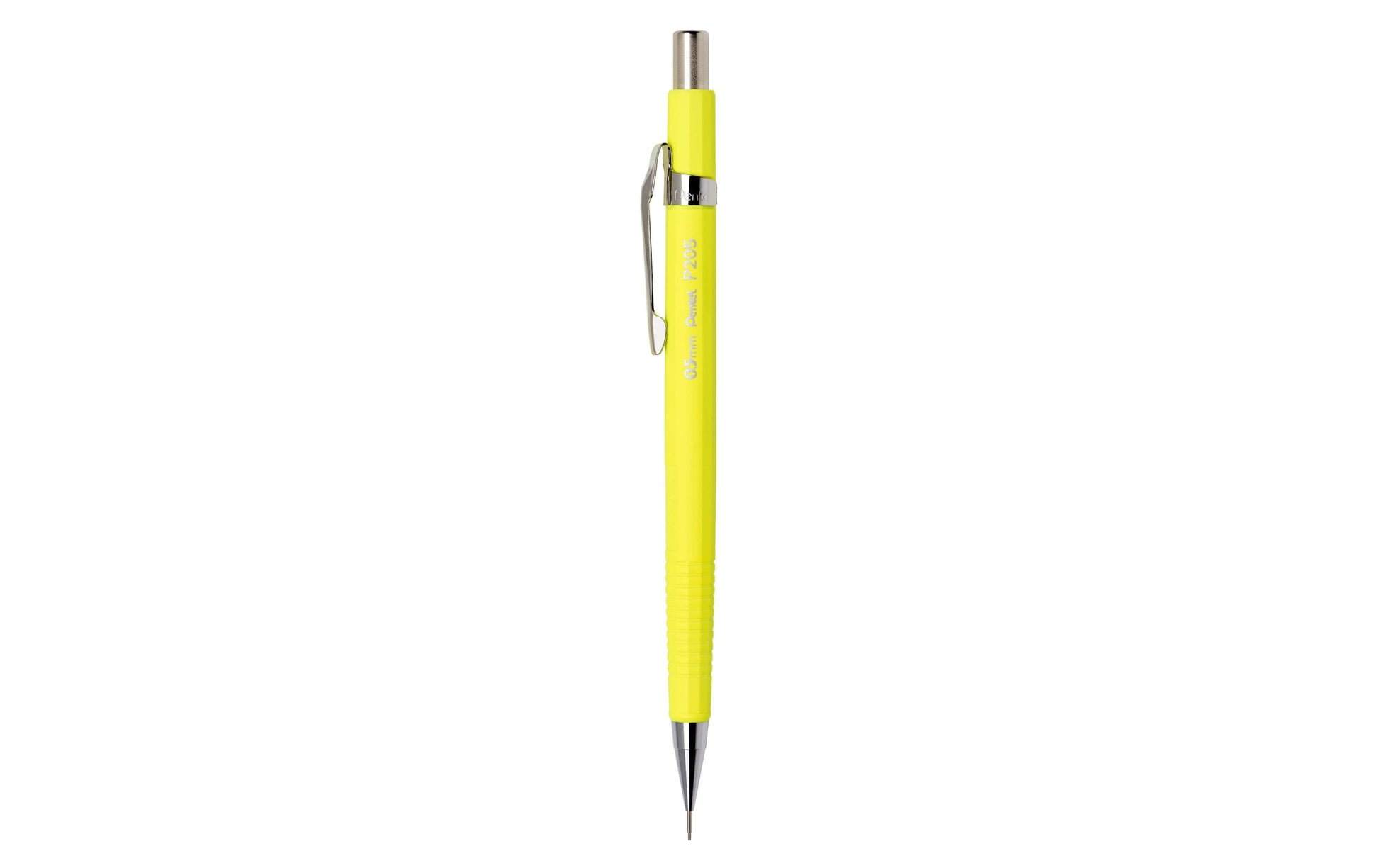 Pentel Sharp P200 Druckbleistift – 0,5 mm, Neongelb, starres 4 mm Führungsröhrchen