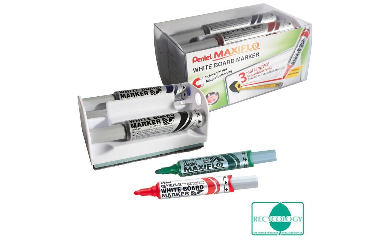 Pentel Whiteboard-Marker MWL5M – Konische Spitze 6 mm – Sortiert – 4er-Set – Trocken abwischbar