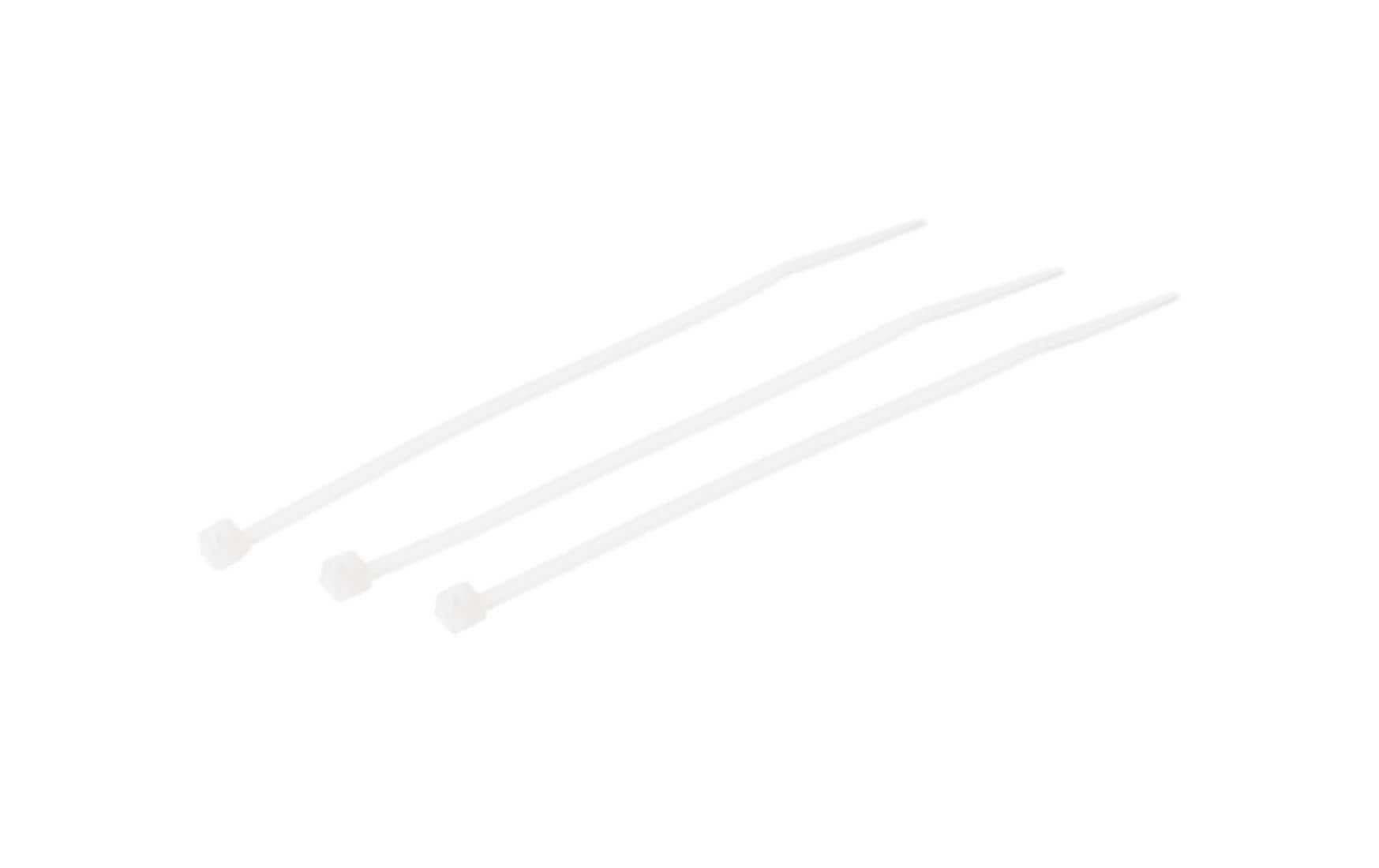 VR Technics Kabelbinder, 100×2,5 mm, 100er-Pack, selbstverlöschend, UL 94 V2, -35°C bis +85°C – transparent