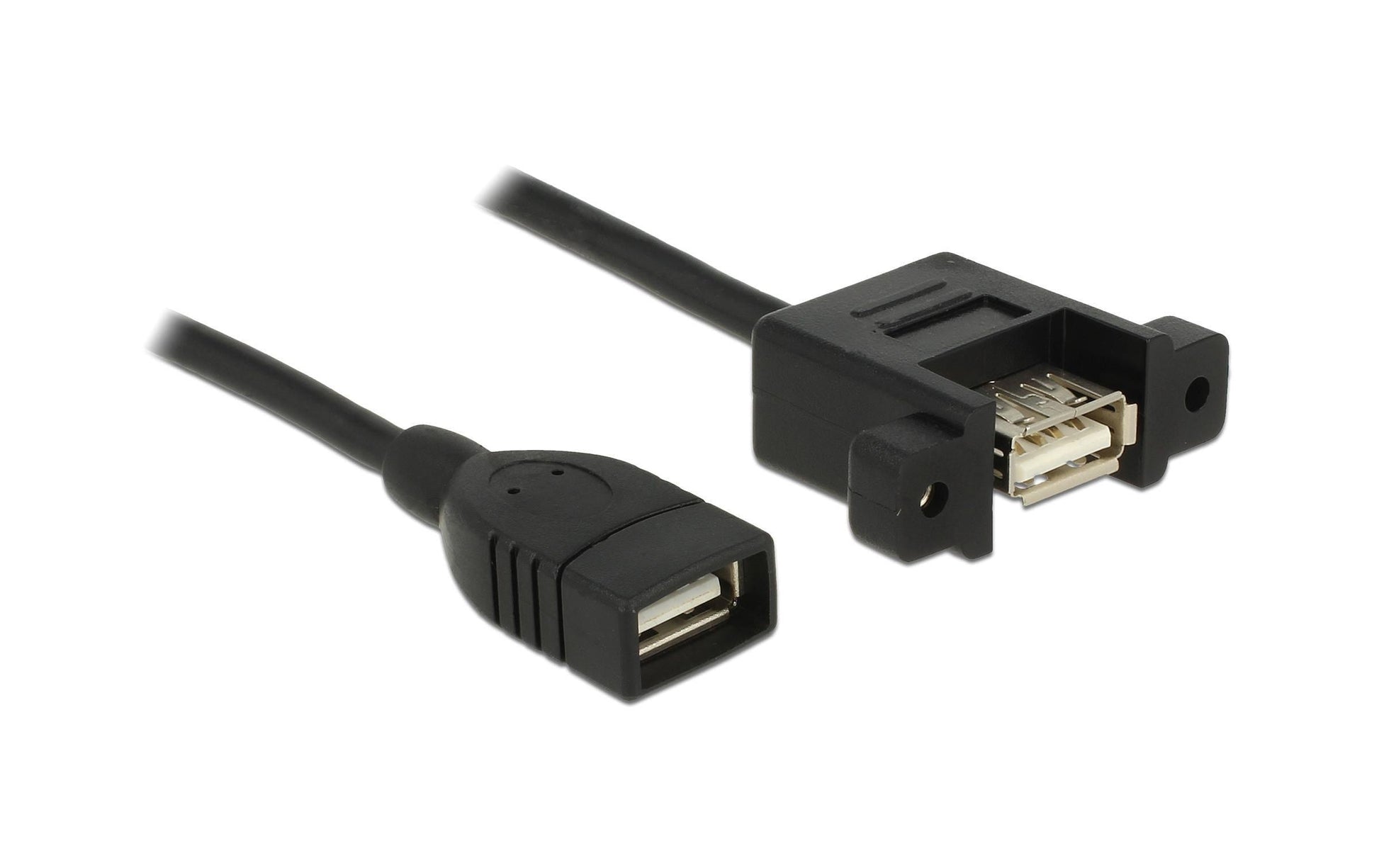 DeLOCK USB-A Verlängerungskabel (Buchse auf Buchse) – USB 2.0 (480 Mbit/s) – 1 m – Verschraubbar – Schwarz