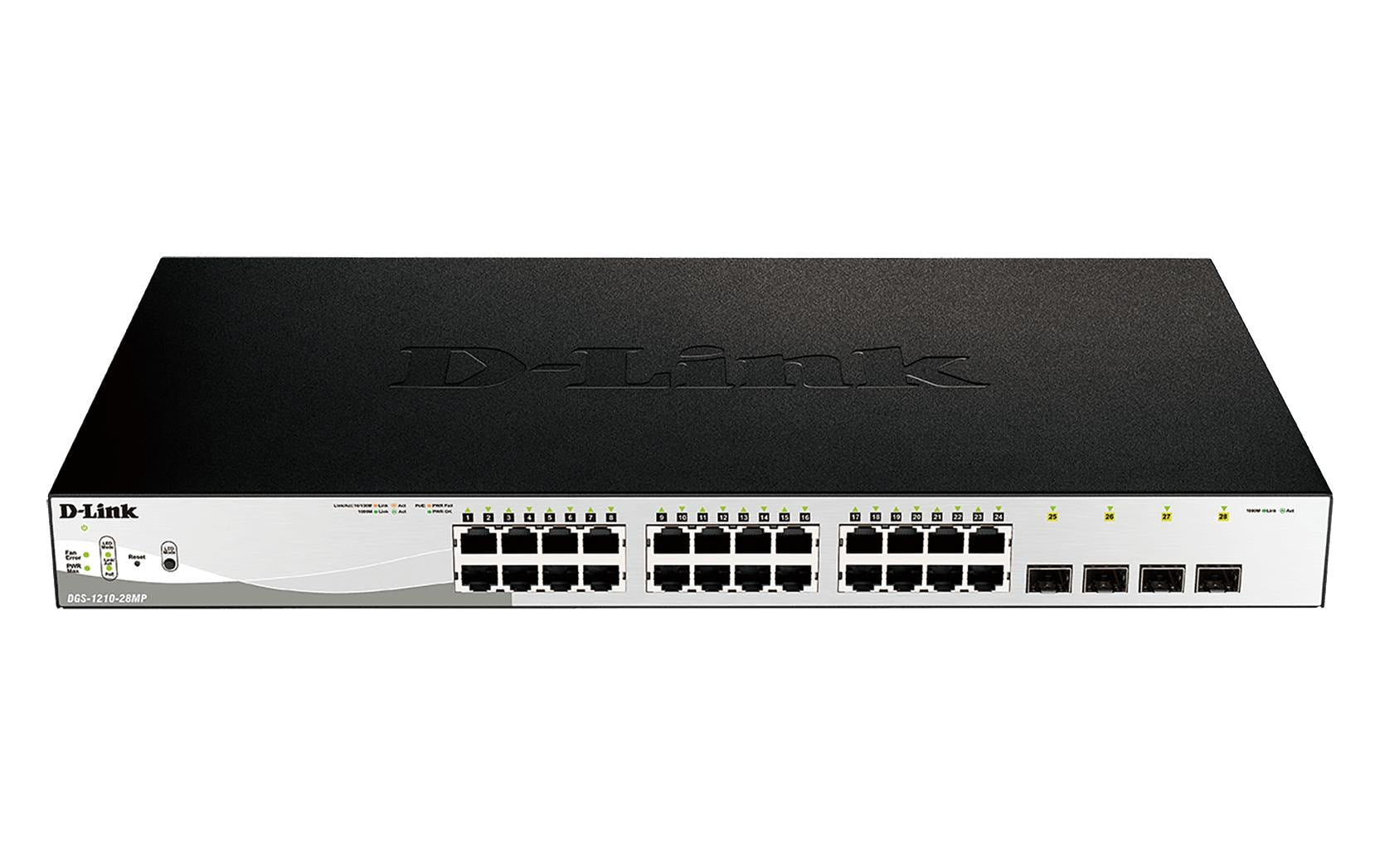 D-Link DGS-1210-28MP/E – Managed Switch – 24×GbE, 4×SFP, L2, PoE 370 W, 1U
