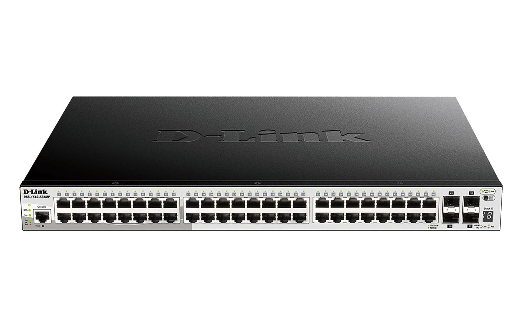 D-Link DGS-1510-52XMP/E – Managed Switch – 48×GbE, 4×SFP+, L3, PoE 370 W, 1U