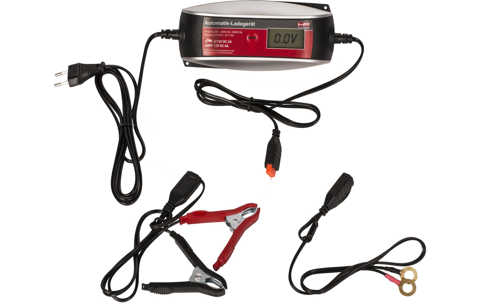 HP Autozubehör Smart Ladegerät – für Auto, Blei-Gel – 12 V, 4 A – LCD, Rot
