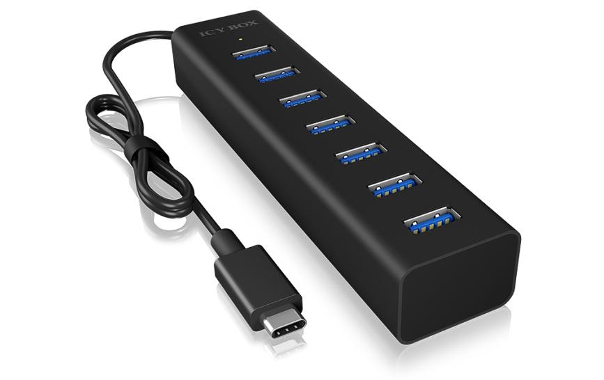 ICY BOX IB-HUB1700-C3 USB-Hub – USB-C, 7× USB-A, für Windows/Mac/Linux