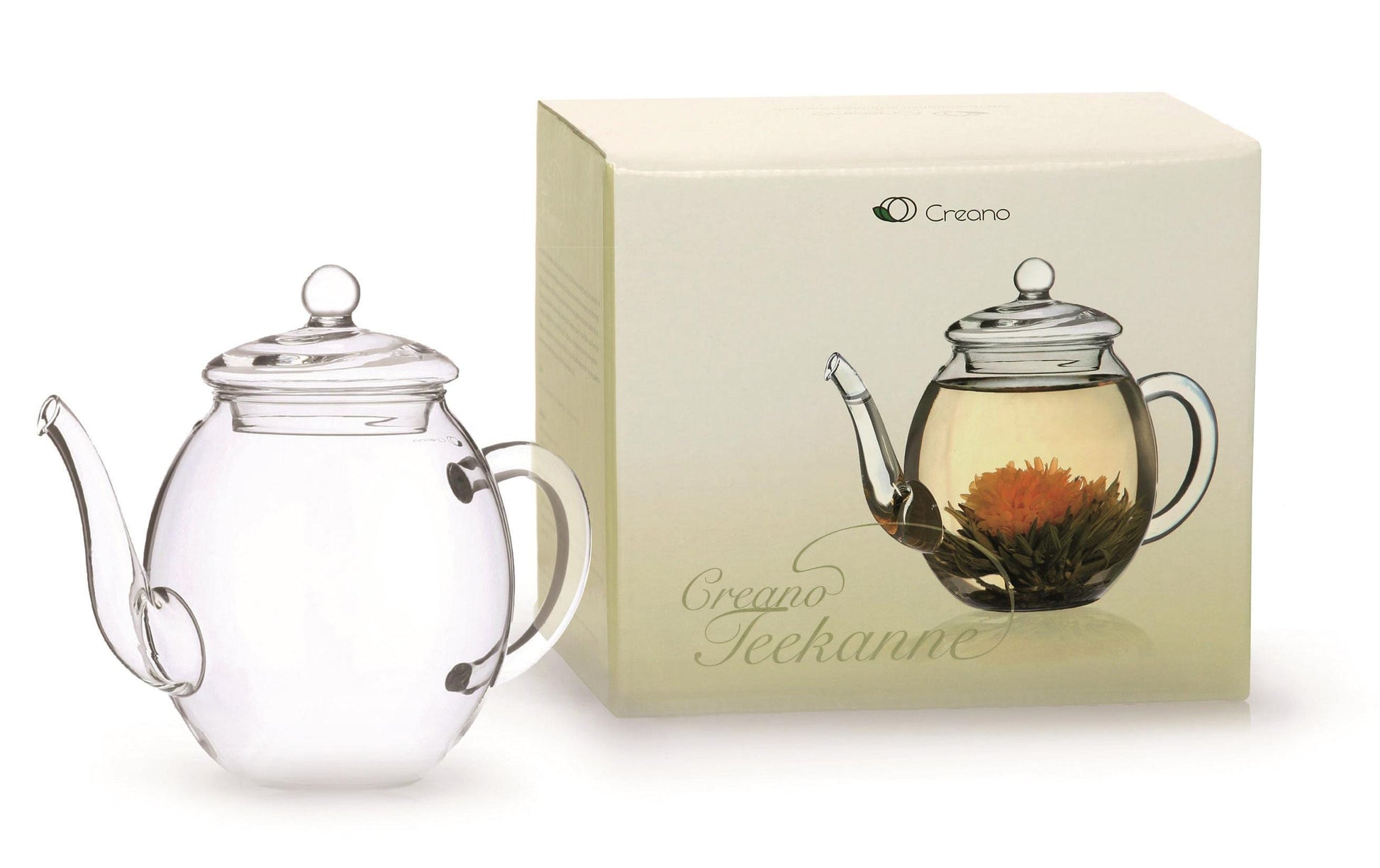 Creano Teekanne – 500 ml, 11,0 × 14,0 × 15,5 cm, Borosilikatglas, mit Glasdeckel, hitzebeständig