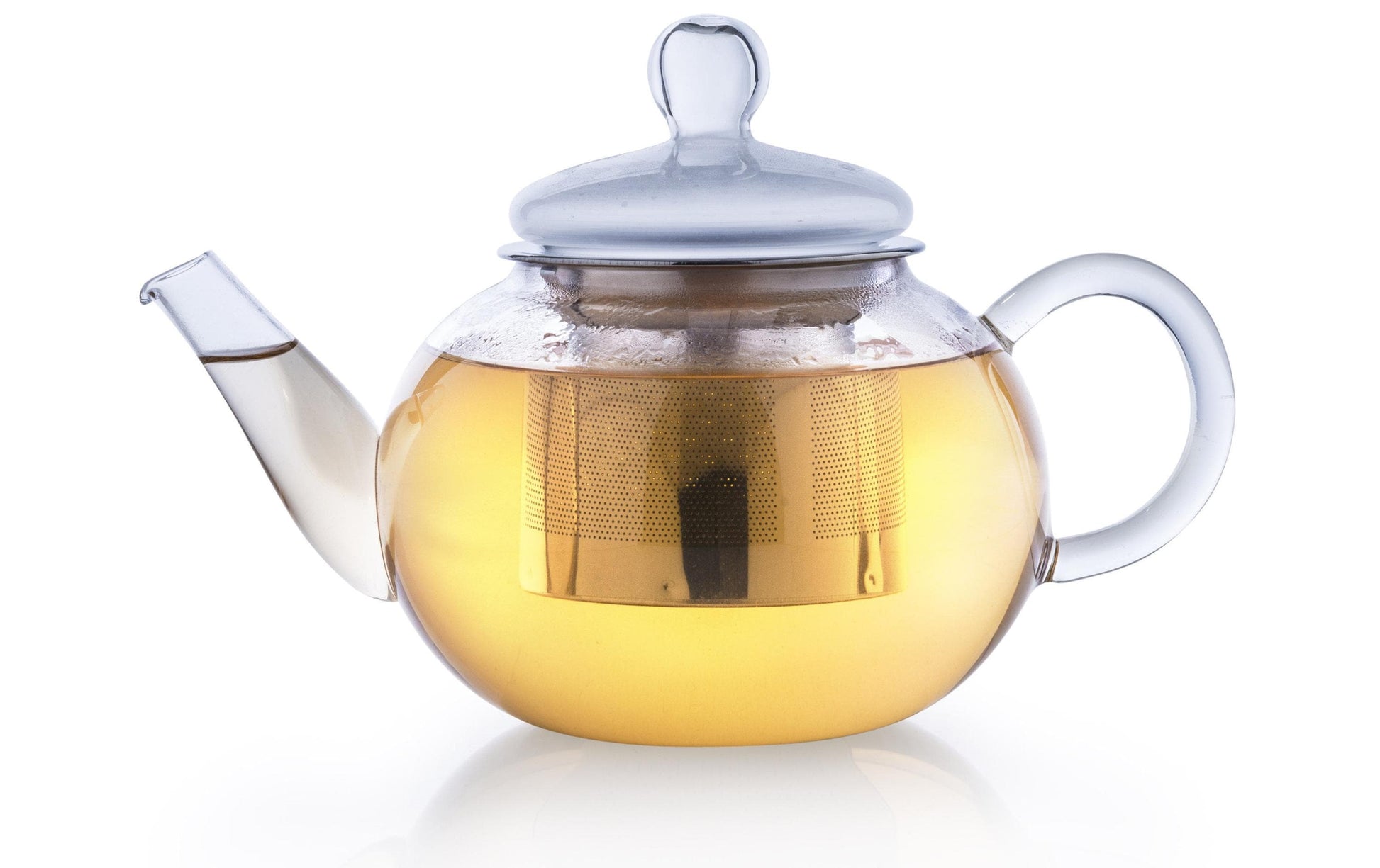 Creano Teekanne – 800 ml, Borosilikatglas, transparent, mit Glasdeckel, Edelstahlfilter, spülmaschinenfest