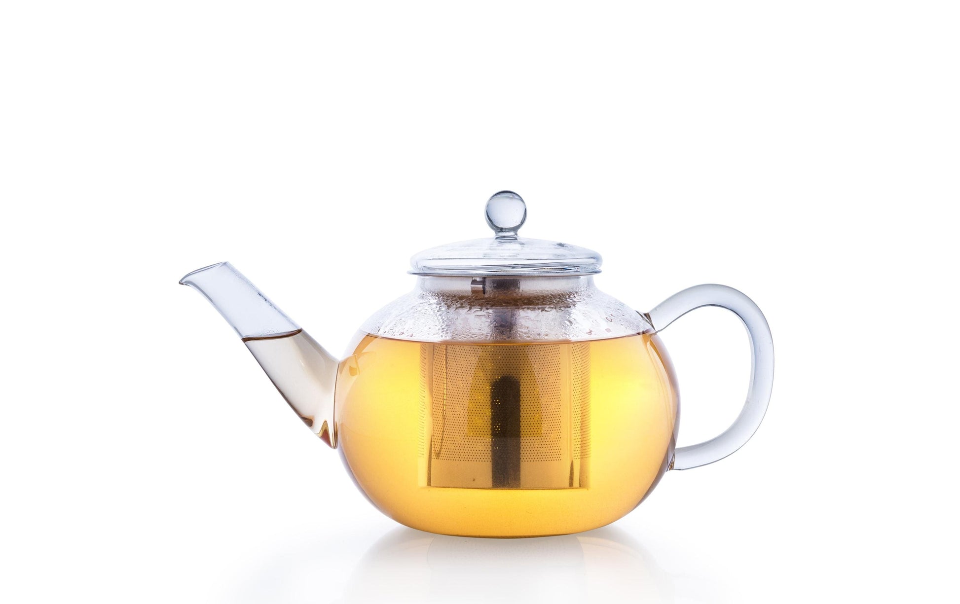 Creano Teekanne – 1,2 l, Borosilikatglas, transparent, mit Glasdeckel, Edelstahlfilter, spülmaschinenfest
