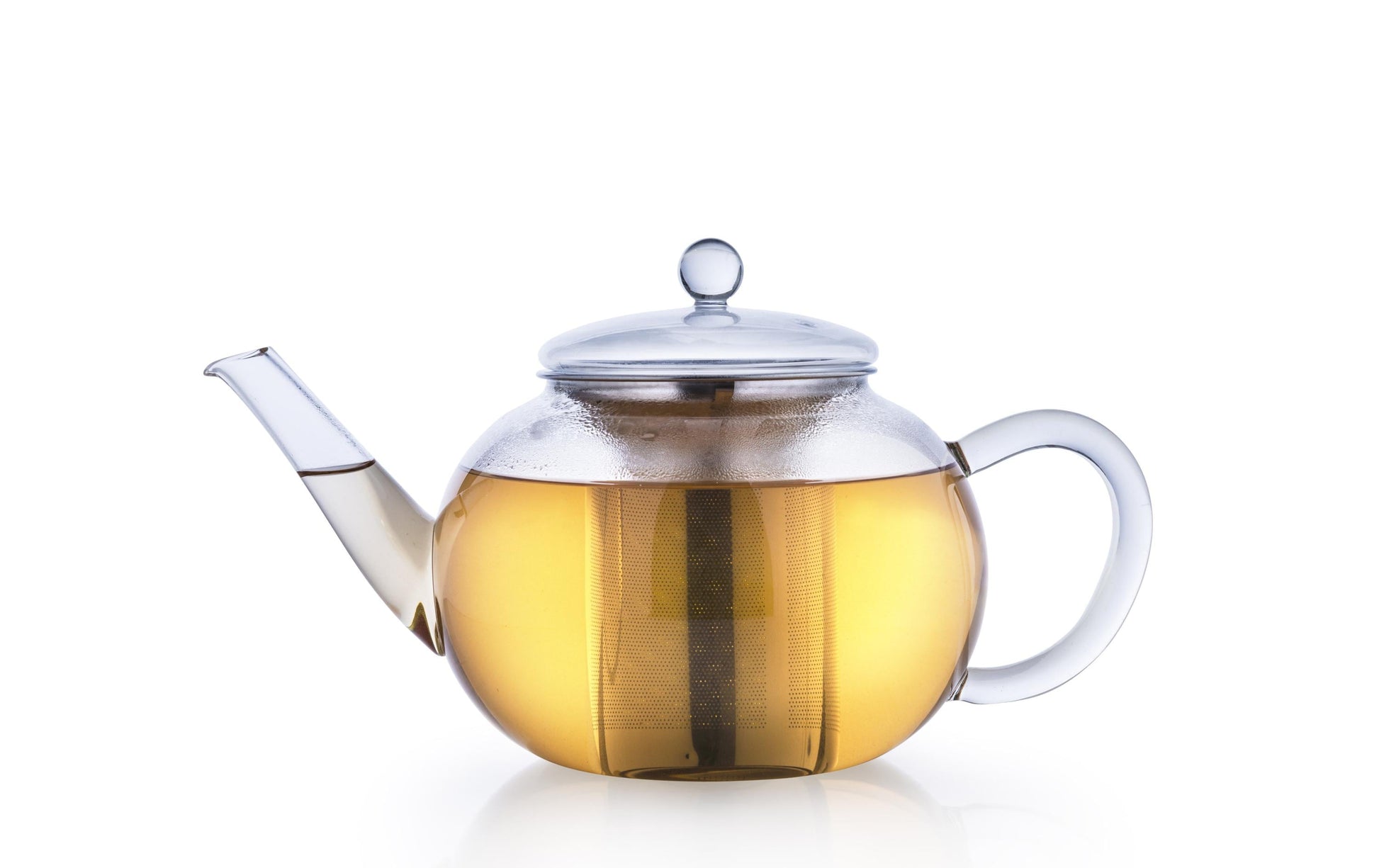 Creano Teekanne – 1,6 l, Borosilikatglas, transparent, mit Glasdeckel, Edelstahlfilter, spülmaschinenfest