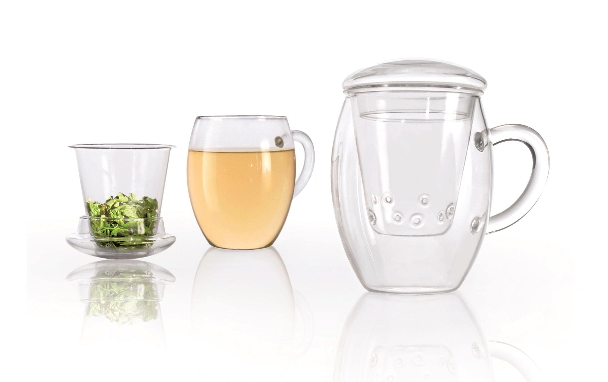 Creano Teeglas – 3er Set, 400 ml, Borosilikatglas, Transparent, mit Henkel, spülmaschinenfest