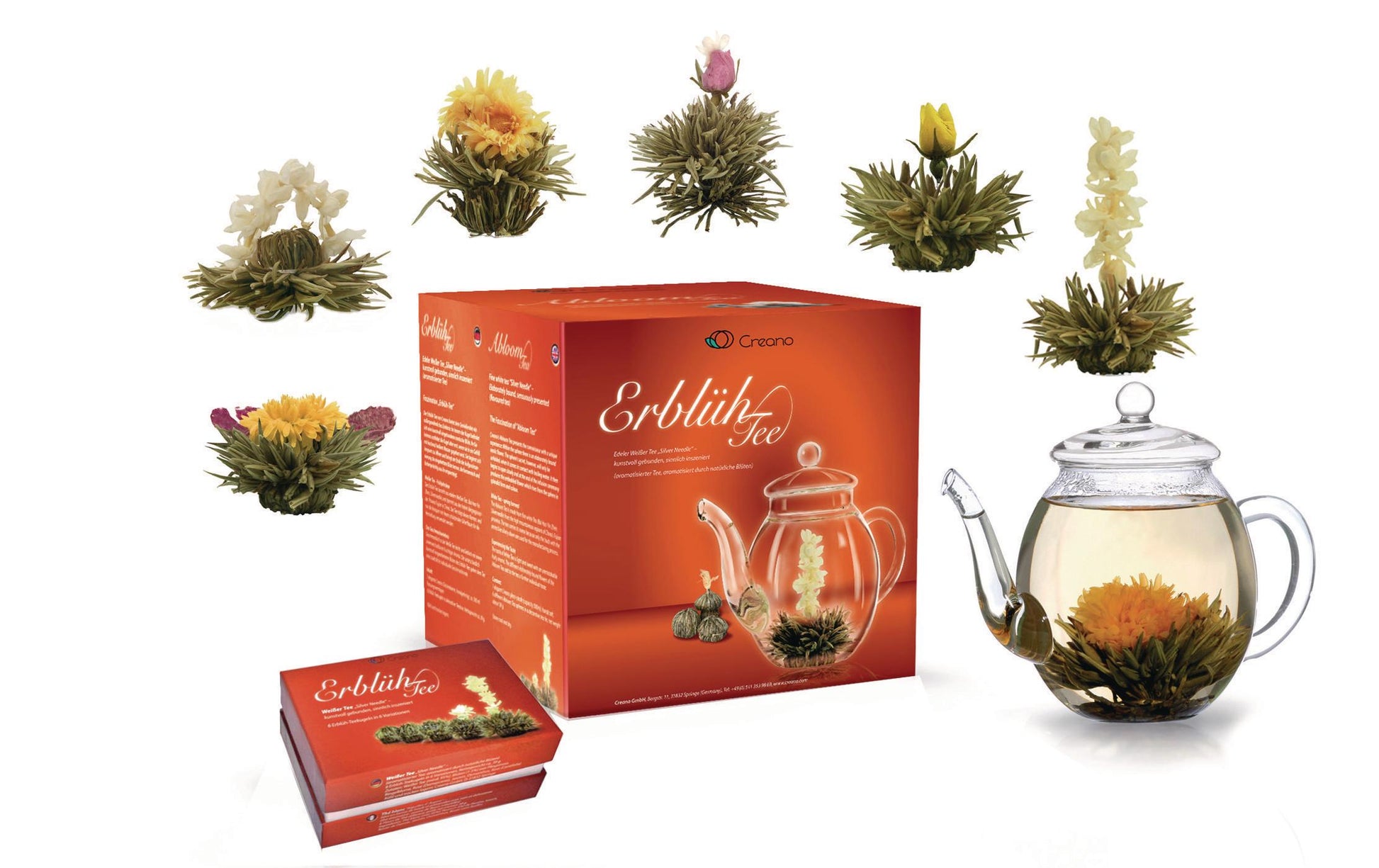 Creano Erblühtee Weisstee – 6 Teeblumen – Geschenkset