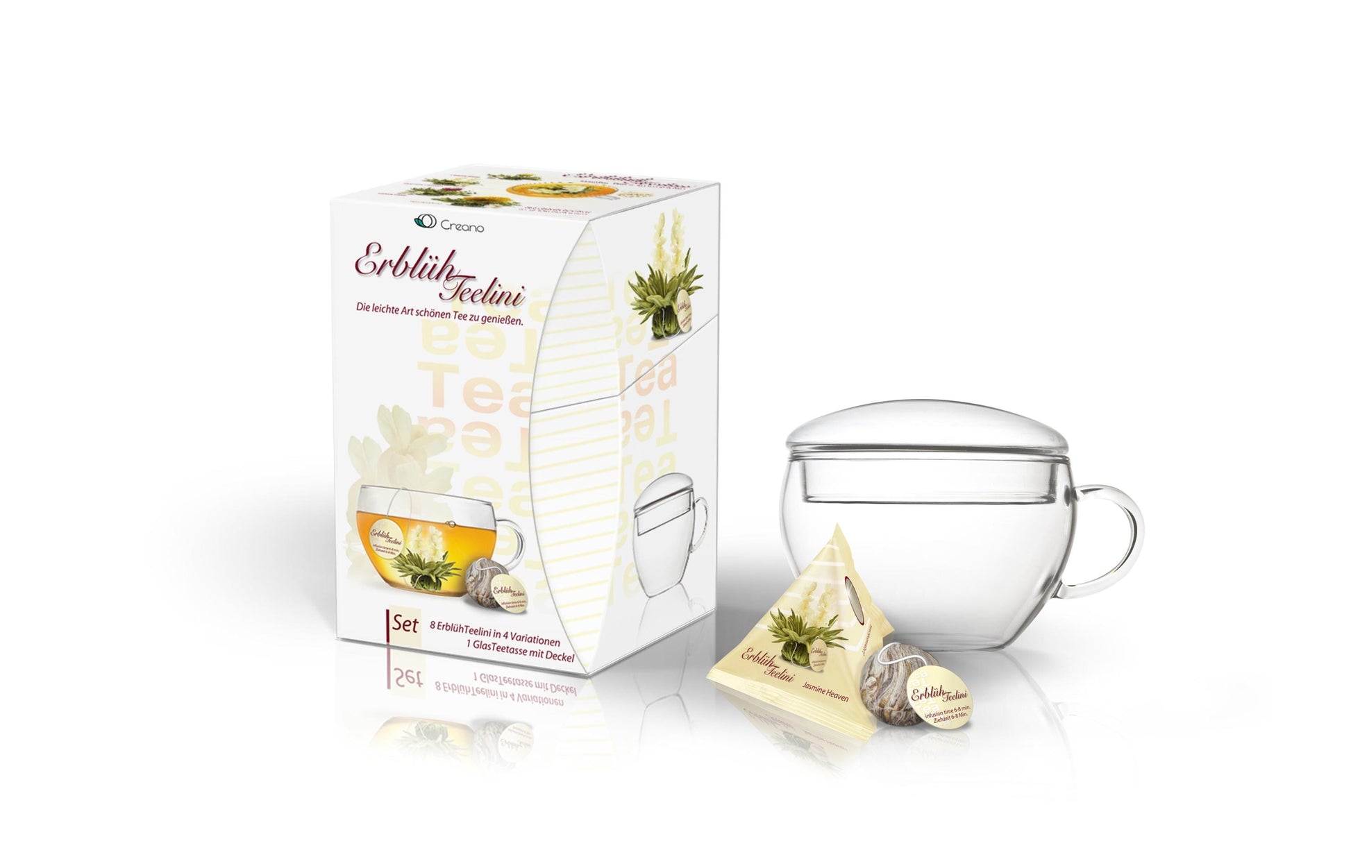 Creano Geschenkset Erblühtee – 8 Teeblumen