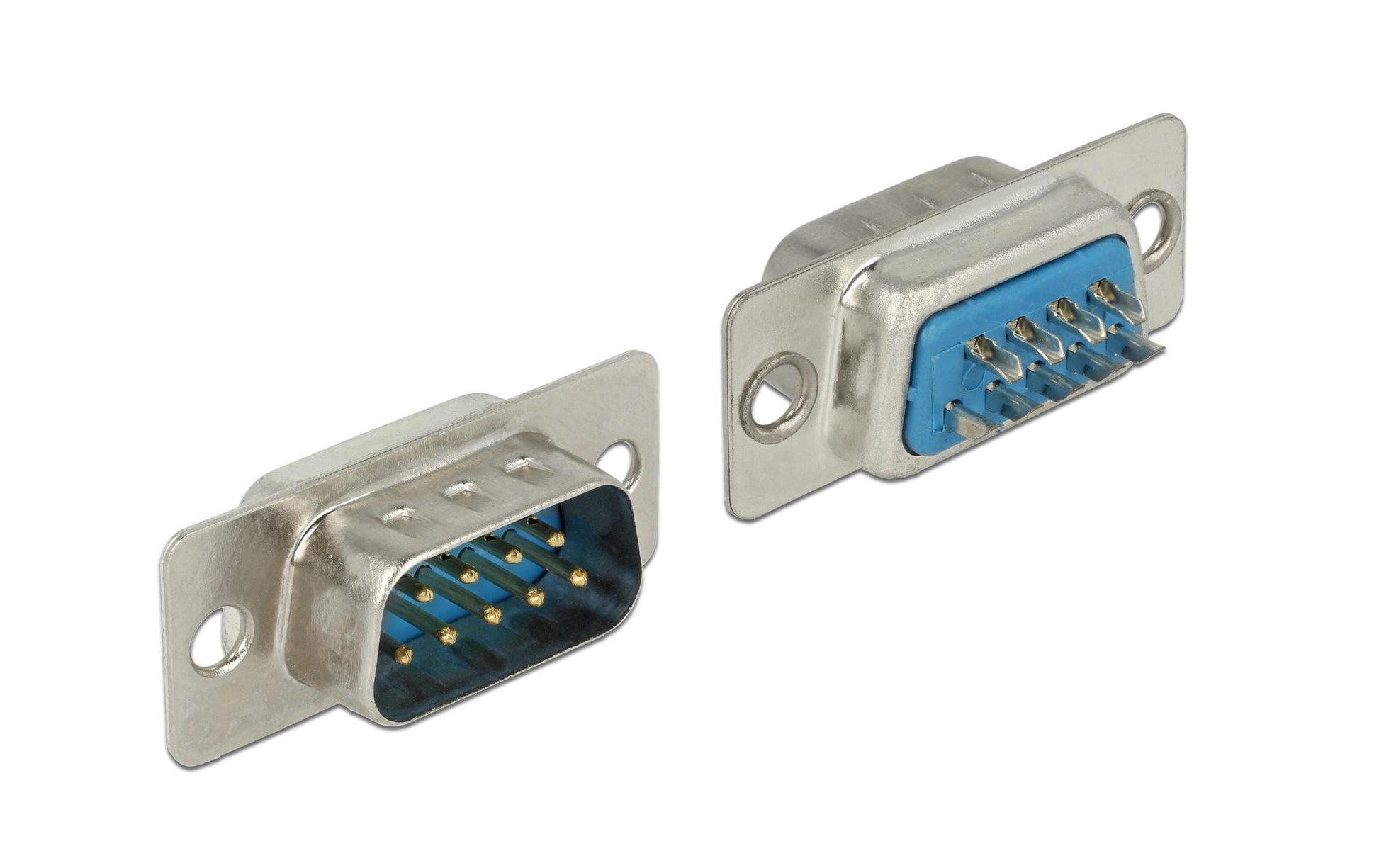 DeLOCK 65881 – RS-232 Stecker Sub-D 9-pol, Lötpins, Blau, Silber