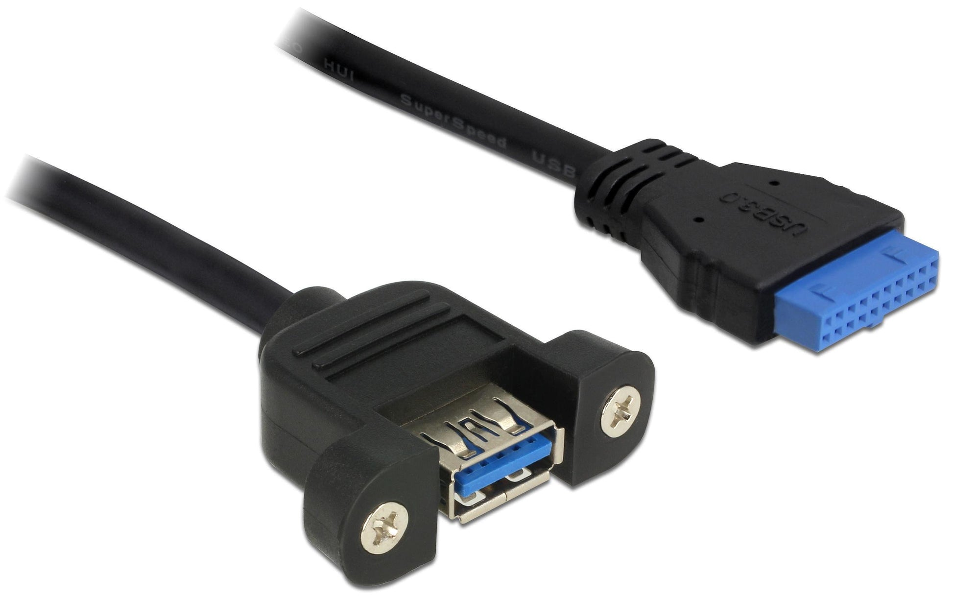 DeLOCK USB-A auf 19-pol Header Kabel – USB 3.2 Gen 1 (5 Gbit/s) – 0,5 m – Schwarz