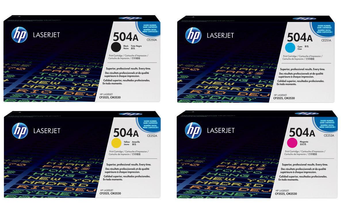 HP Toner-Multipack CE250A-CE253A – BK/C/M/Y, 7000 Seiten – für HP Color LaserJet CM 3530 FS/CP3520 und andere