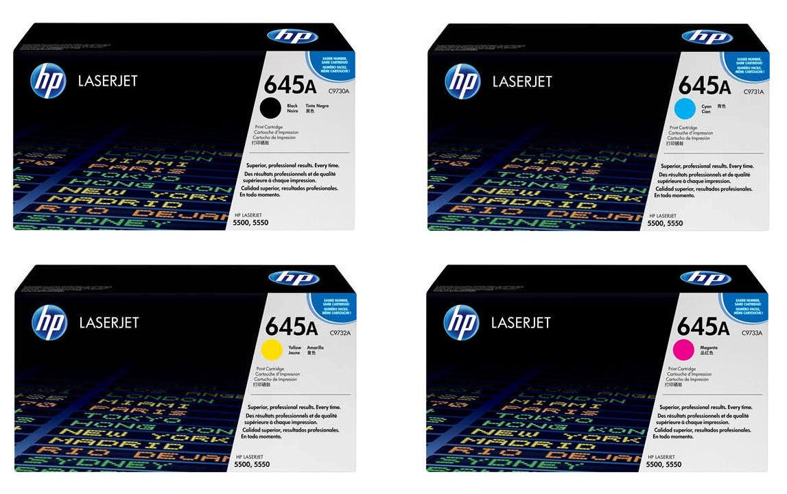 HP Toner-Multipack C9730A-C9733A – BK/C/M/Y, 13000 Seiten – für HP Color LaserJet 5500/5550
