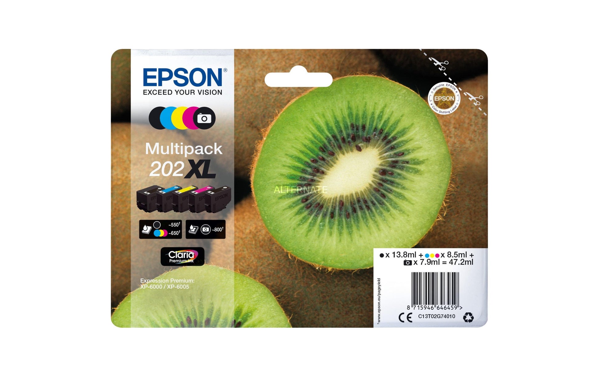 Epson Tintenpatronen-Multipack 202XL, XL, 5er-Pack – für verschiedene Modelle