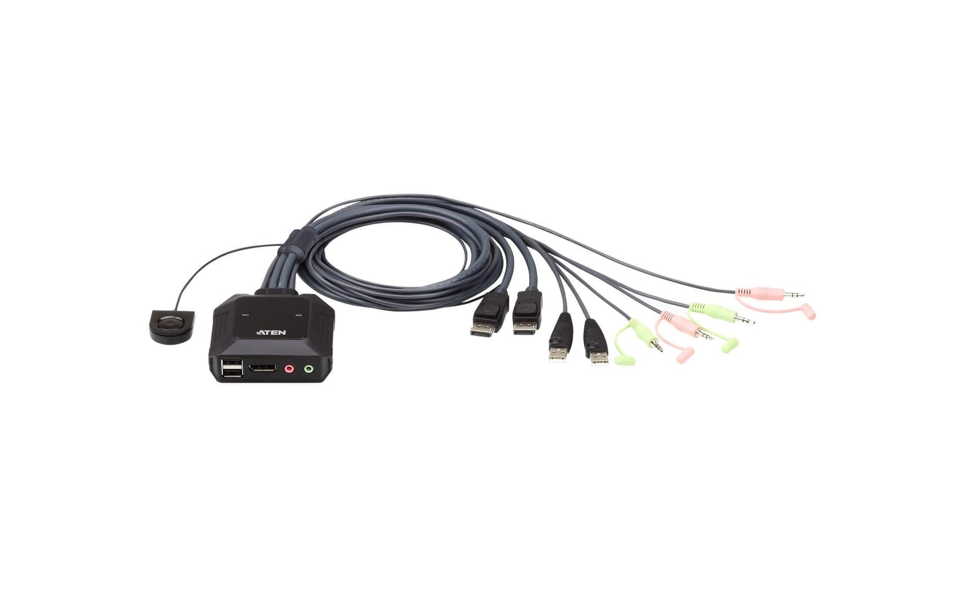 ATEN CS22DP Geräte-Dock – DisplayPort, 2× USB-A, 3,5 mm Audio, für Windows/Mac/Linux