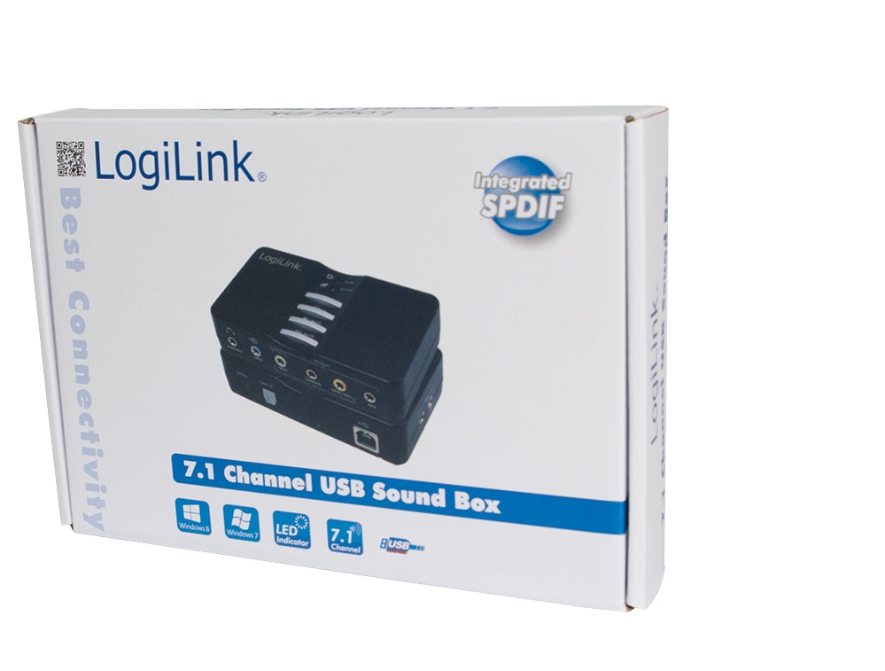 LogiLink USB-Soundbox – 7.1 (8 Kanäle), USB, S/PDIF Ein-/Ausgang, Line-In, 1× Kopfhörer – Schwarz