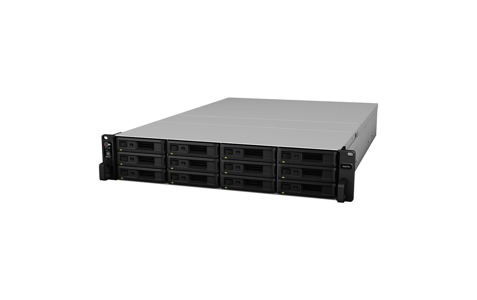 Synology RS3618xs – 12-Bay Rack 2U NAS – Intel Xeon D-1521, 8 GB RAM, 1GbE, DSM, für 2,5"/3,5" HDD/SSD, SATA