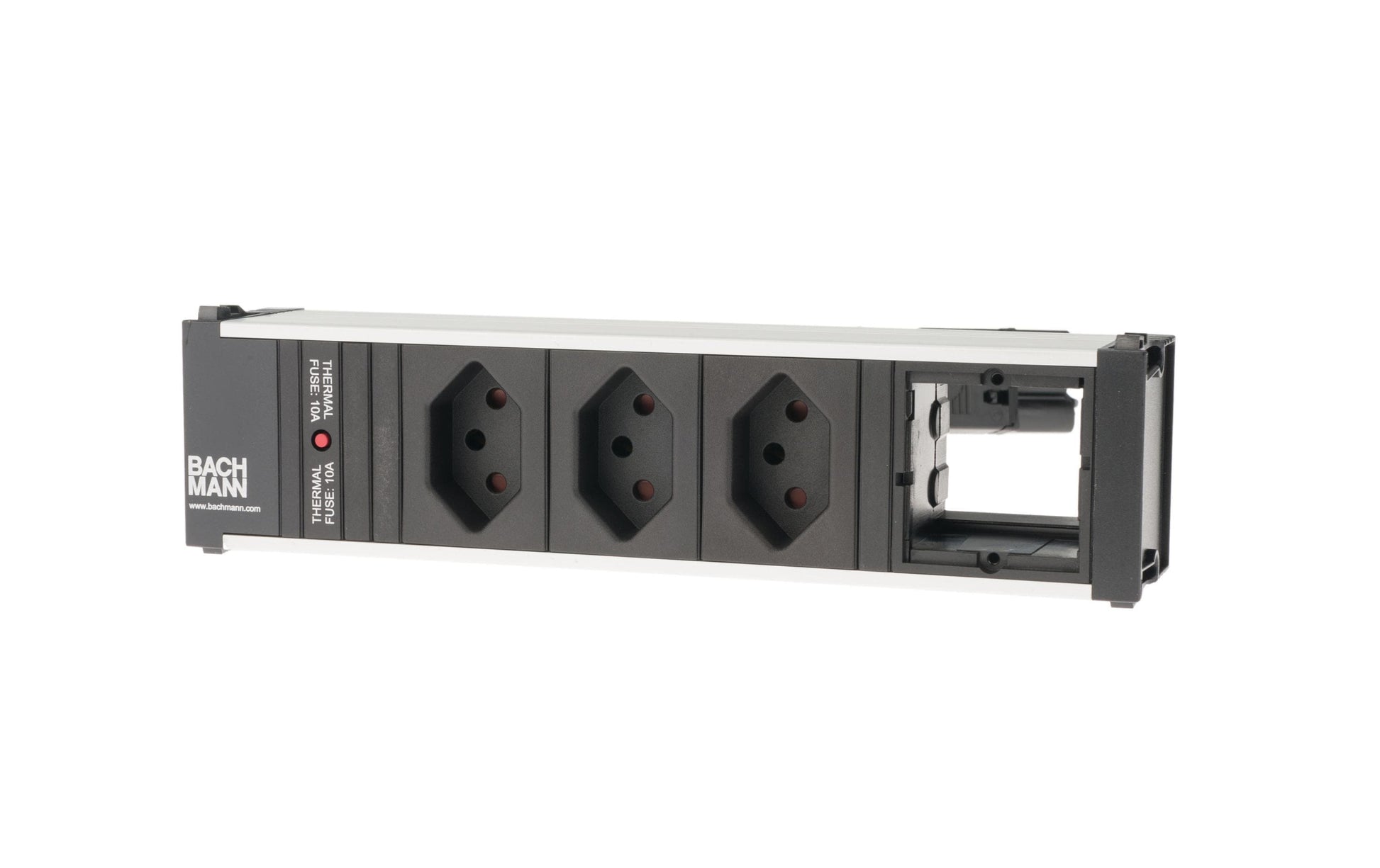 Bachmann CONI Einbausteckdosenleiste, 3×T13, Einbau, Eingang GST18I3, 0,1 m – Schwarz